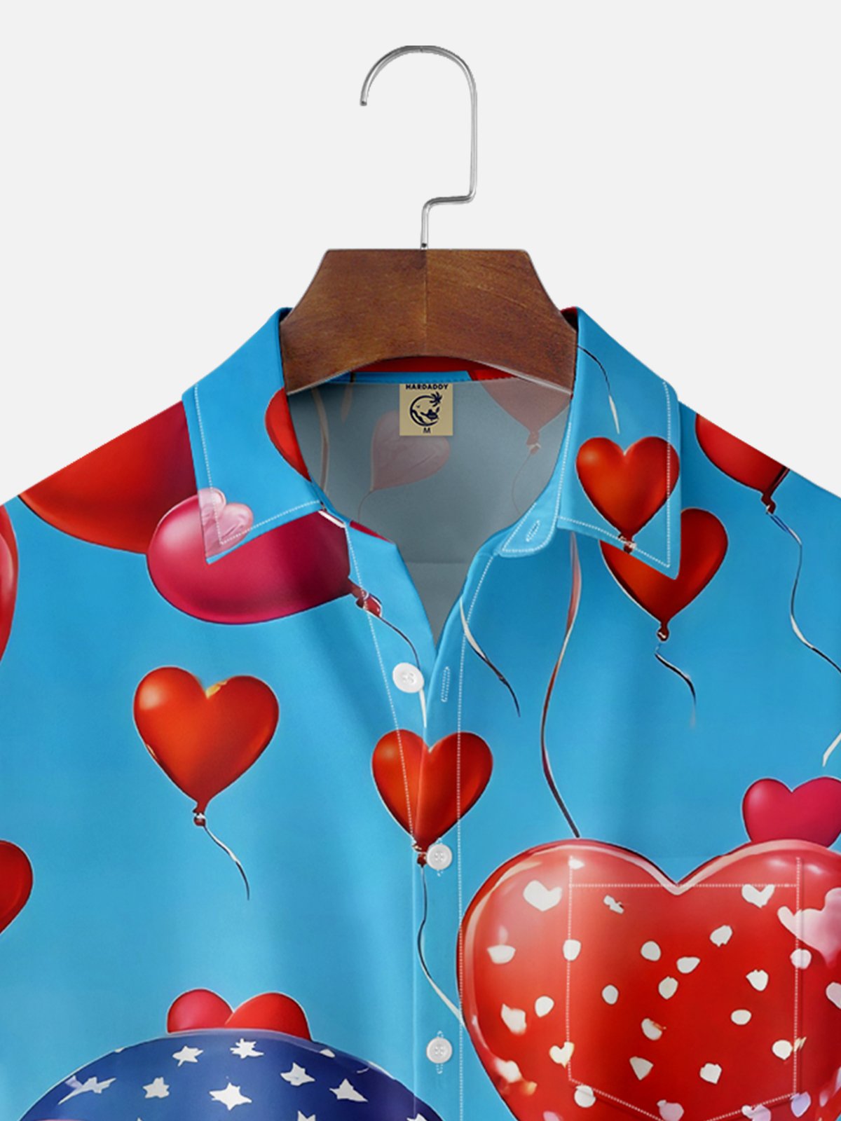 Moisture-wicking Saint Valentine‘s Day American Flag Heart Chest Pocket Casual Shirt