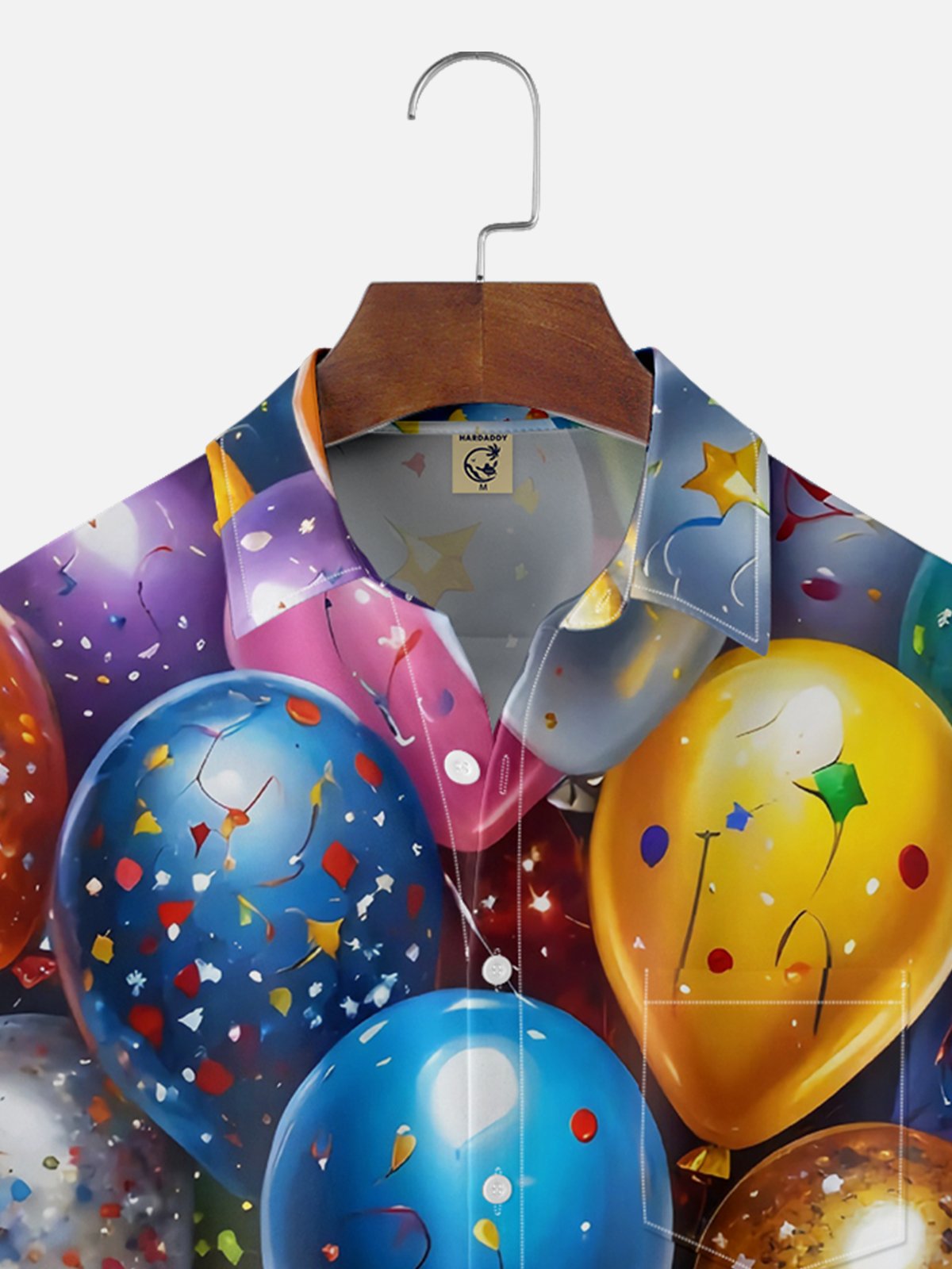 Moisture-wicking New Year Balloons Chest Pocket Casual Shirt