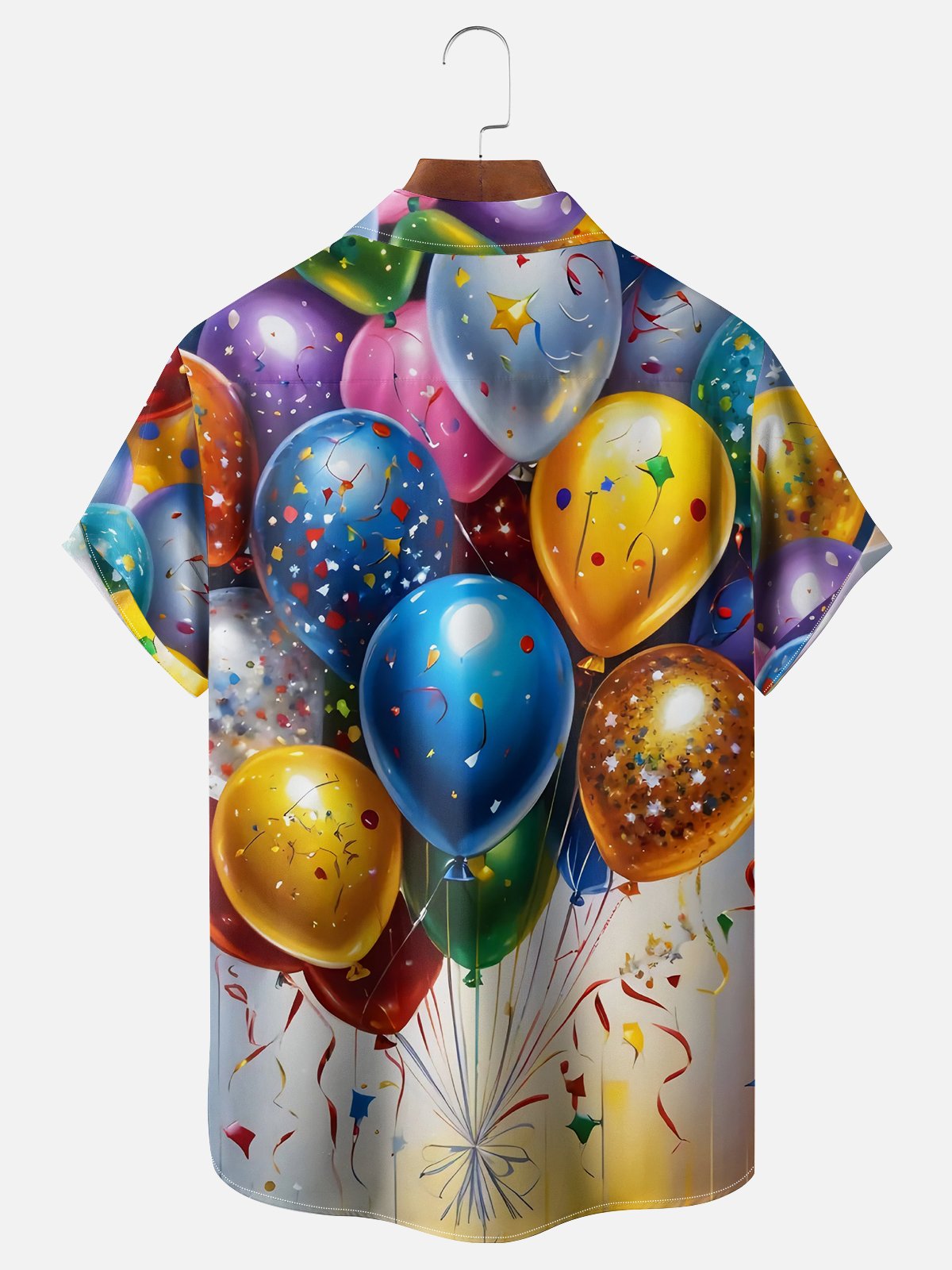 Moisture-wicking New Year Balloons Chest Pocket Casual Shirt