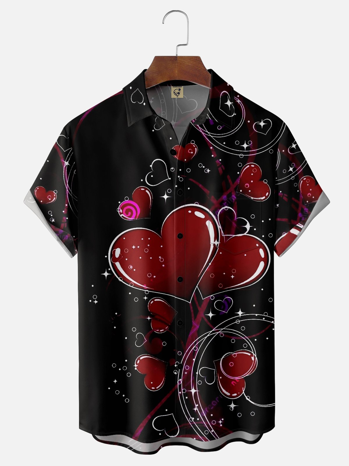 Moisture-wicking Saint Valentine‘s Day Heart Chest Pocket Casual Shirt