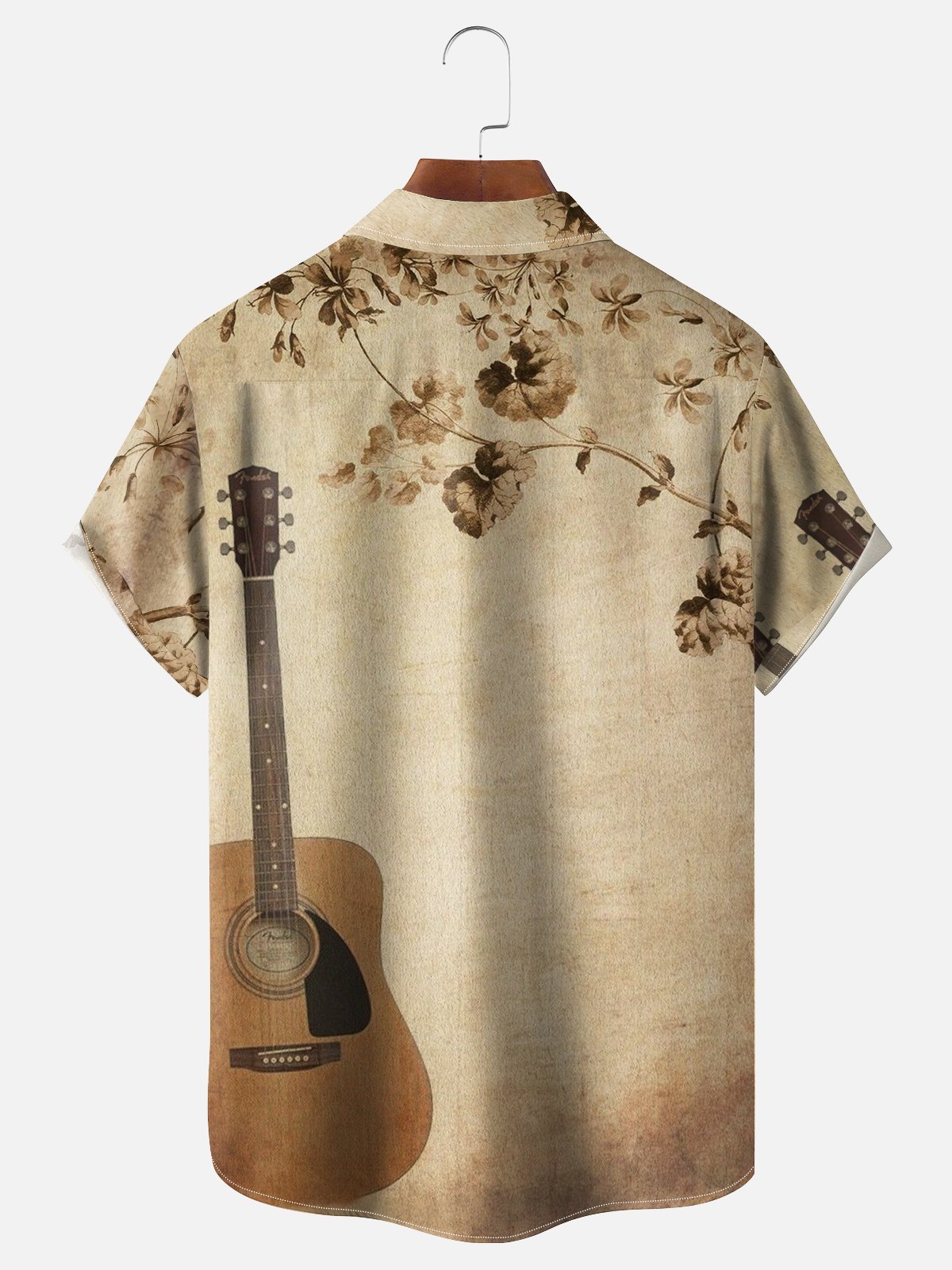 Moisture Wicking Music Guitar Notes Chest Pocket Casual Shirt