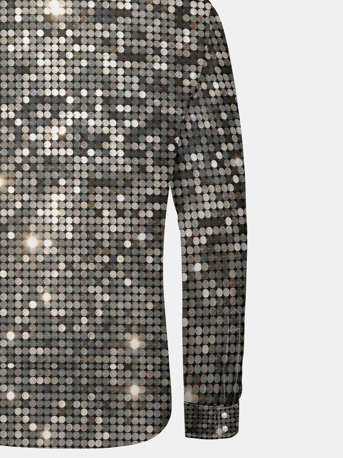 Funky New Year Sequin Print Long Sleeve Dress Shirt