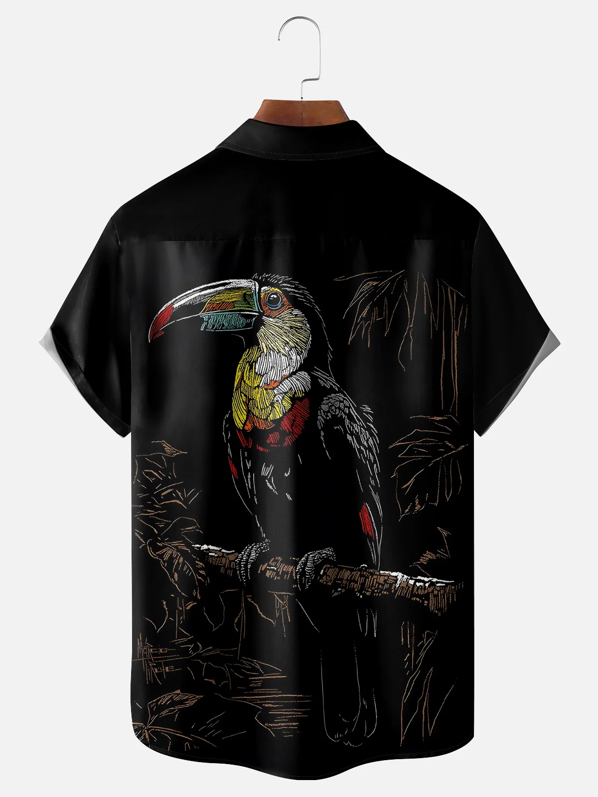 Moisture Wicking Hawaiian Toucan Chest Pocket Casual Shirt