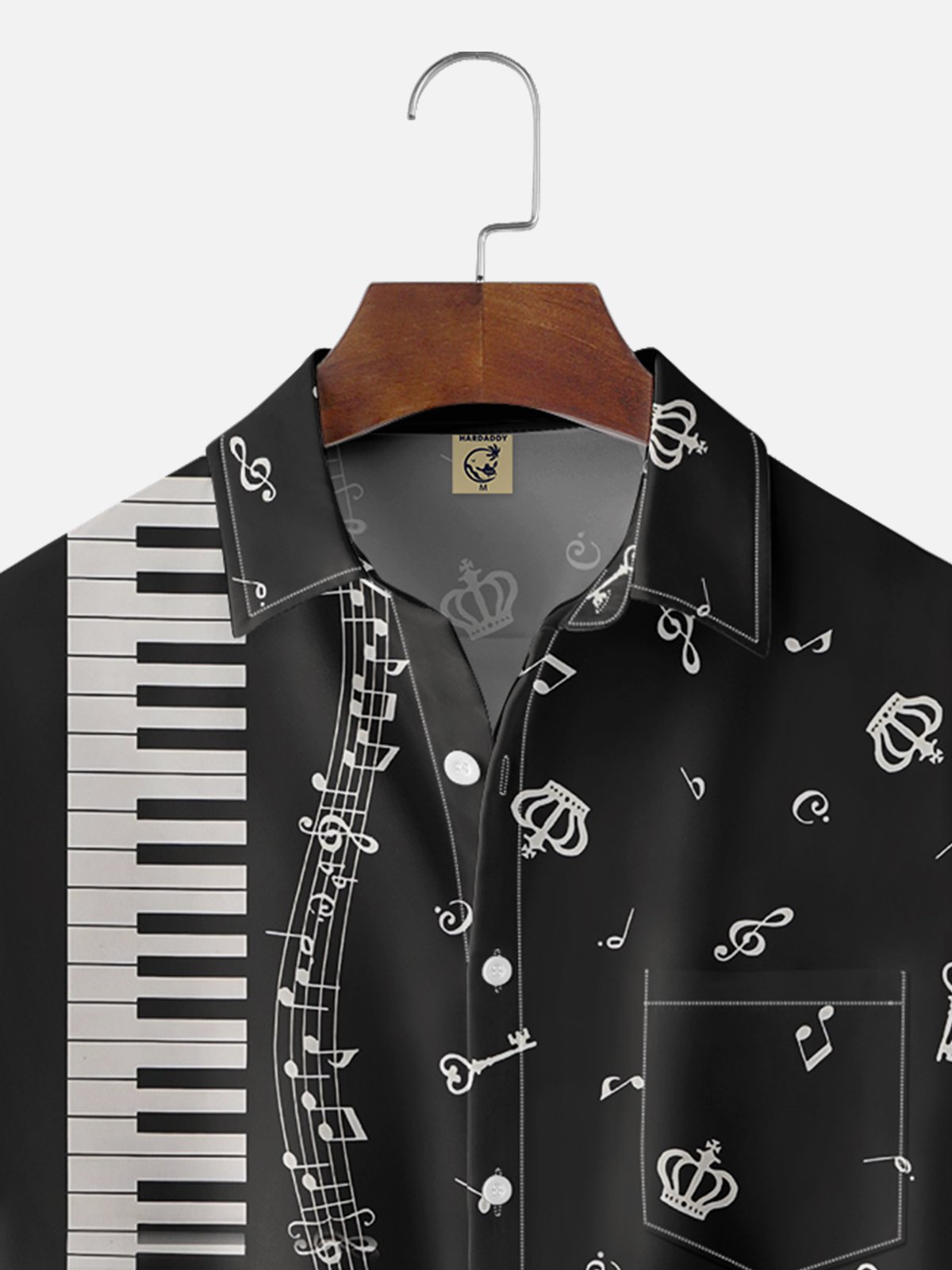 Moisture Wicking Music Note Chest Pocket Casual Shirt