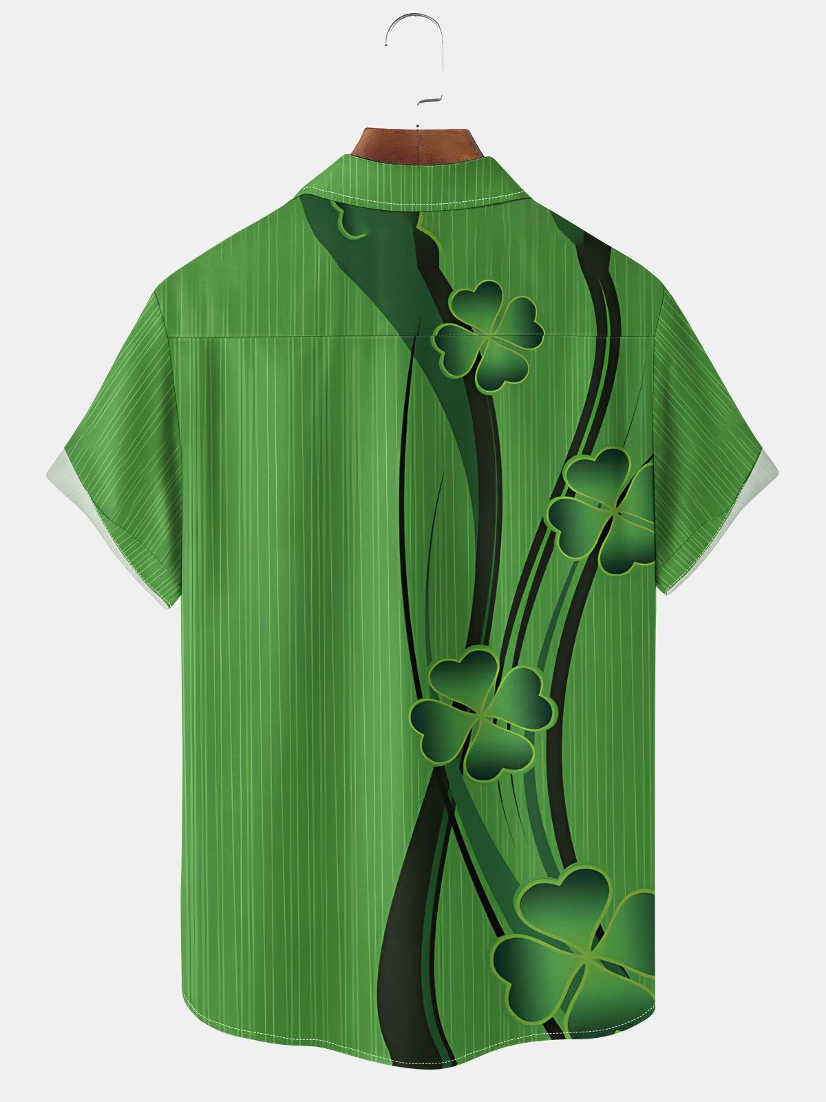 Moisture Wicking St. Patrick's Day Four Leaf Clover Chest Pocket Casual Shirt