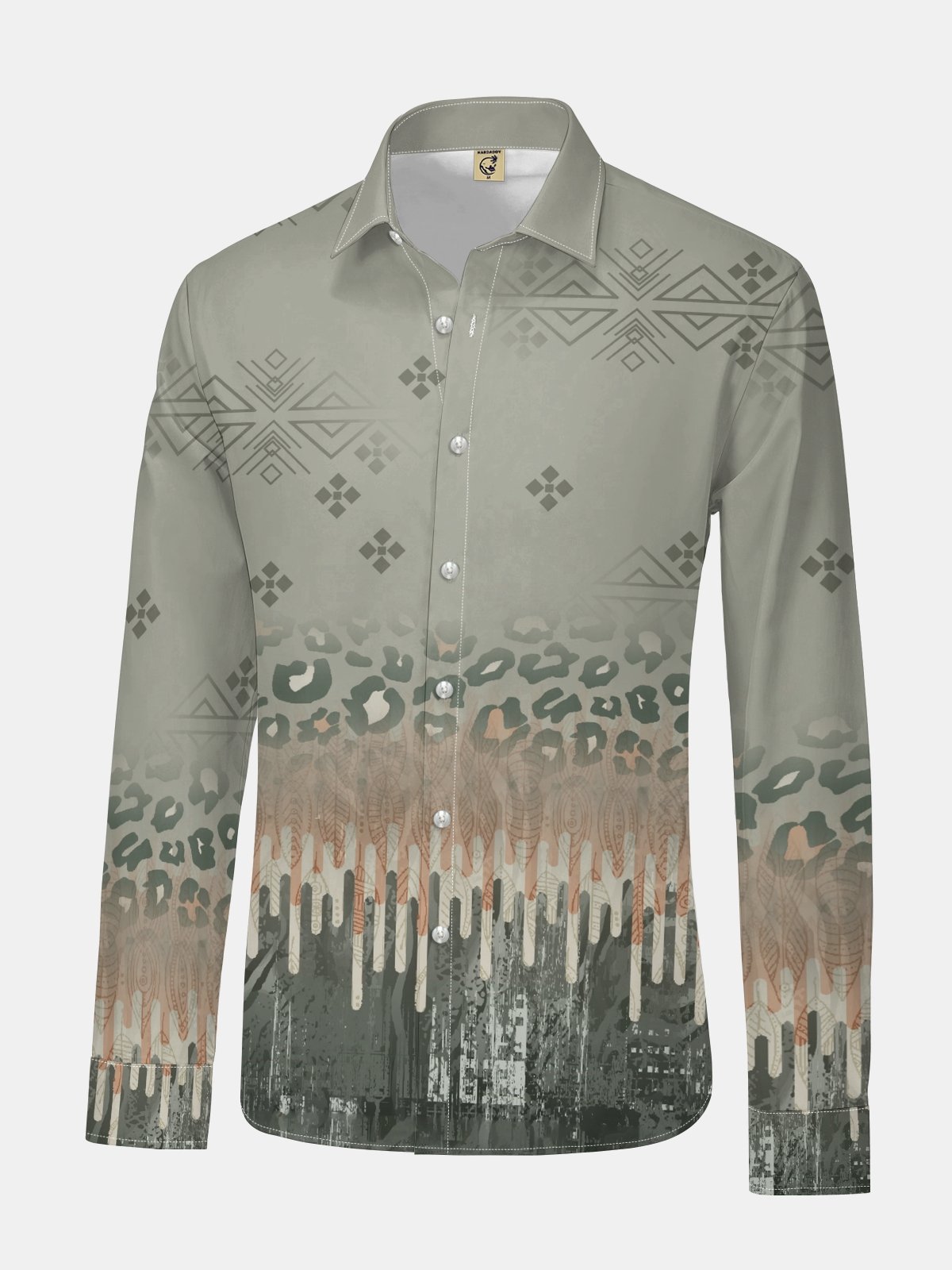 Abstract Art Texture Long Sleeve Casual Dress Shirt