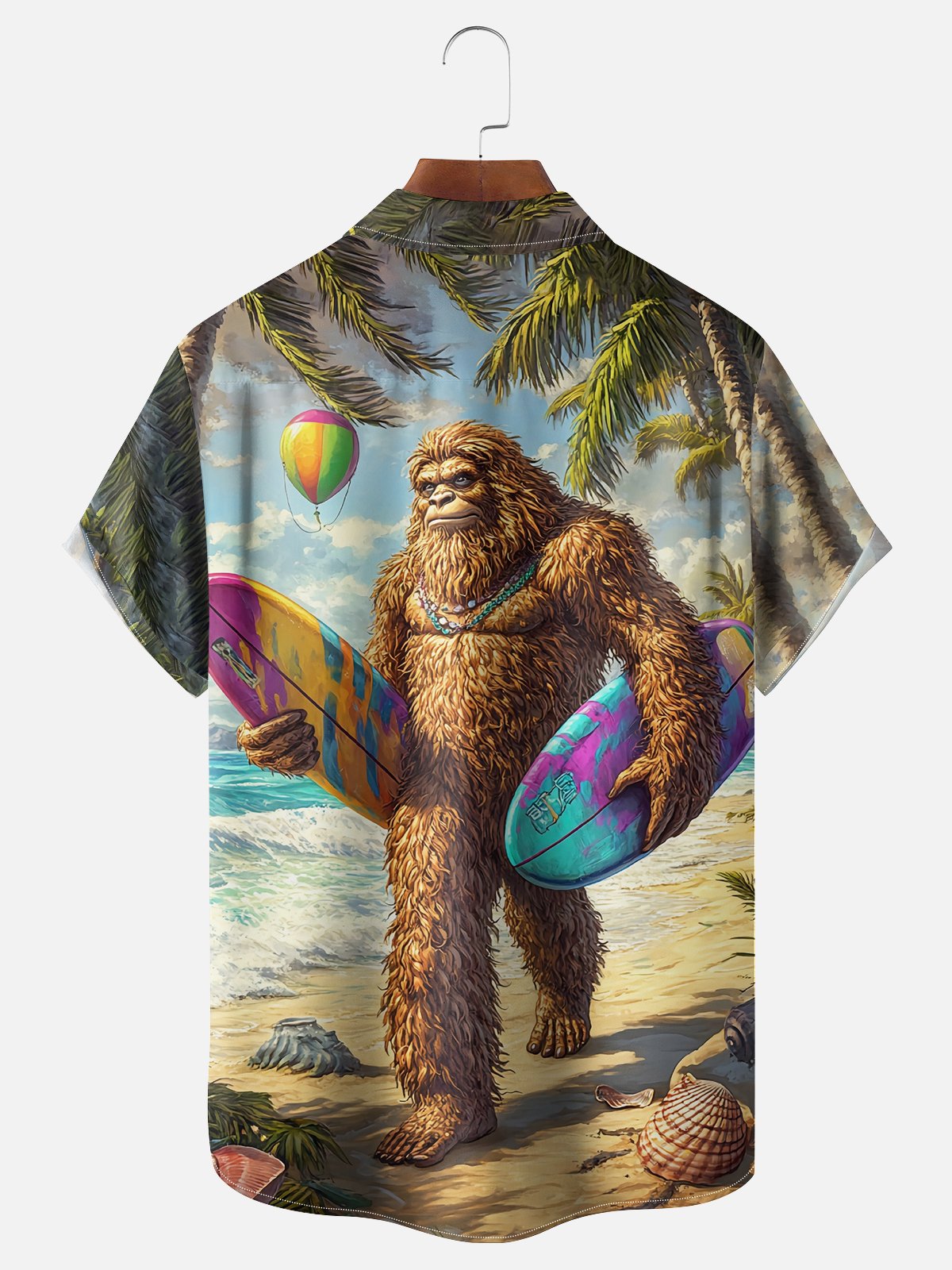 Moisture Wicking Hawaiian Surf Bigfoot Chest Pocket Casual Shirts