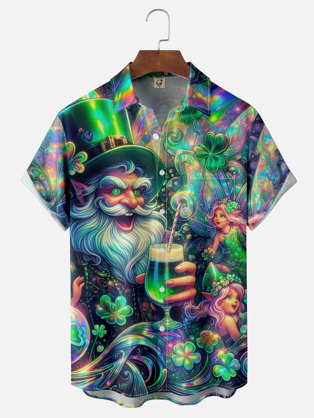 Moisture Wicking St. Patrick's Day Gnome Chest Pocket Casual Shirt