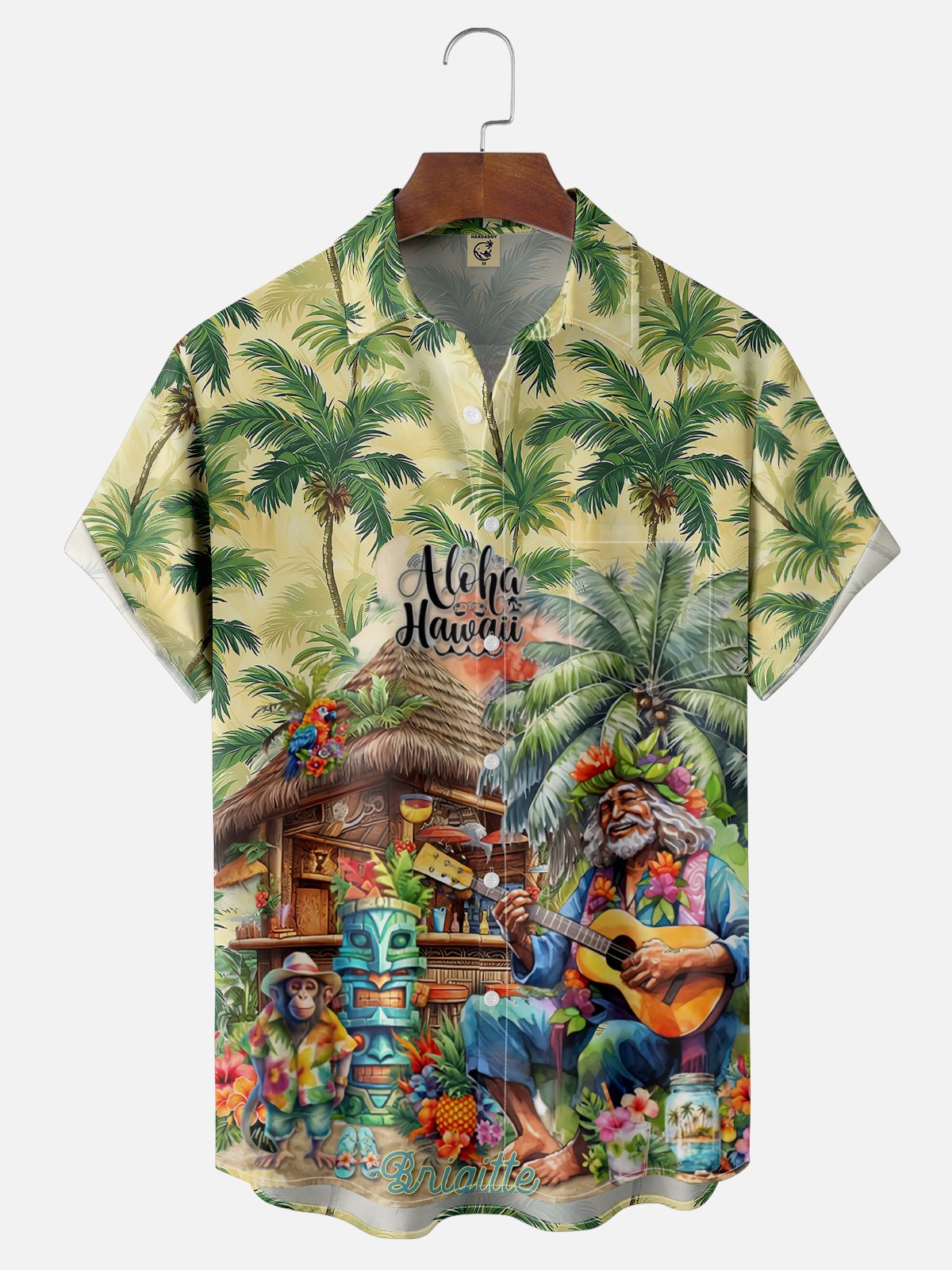 Moisture Wicking Hawaiian Floral TIKI Music Party Chest Pocket Casual Shirt