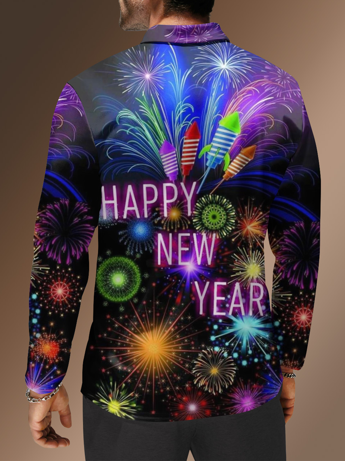 Moisture Wicking Happy New Year Fireworks Golf Polo