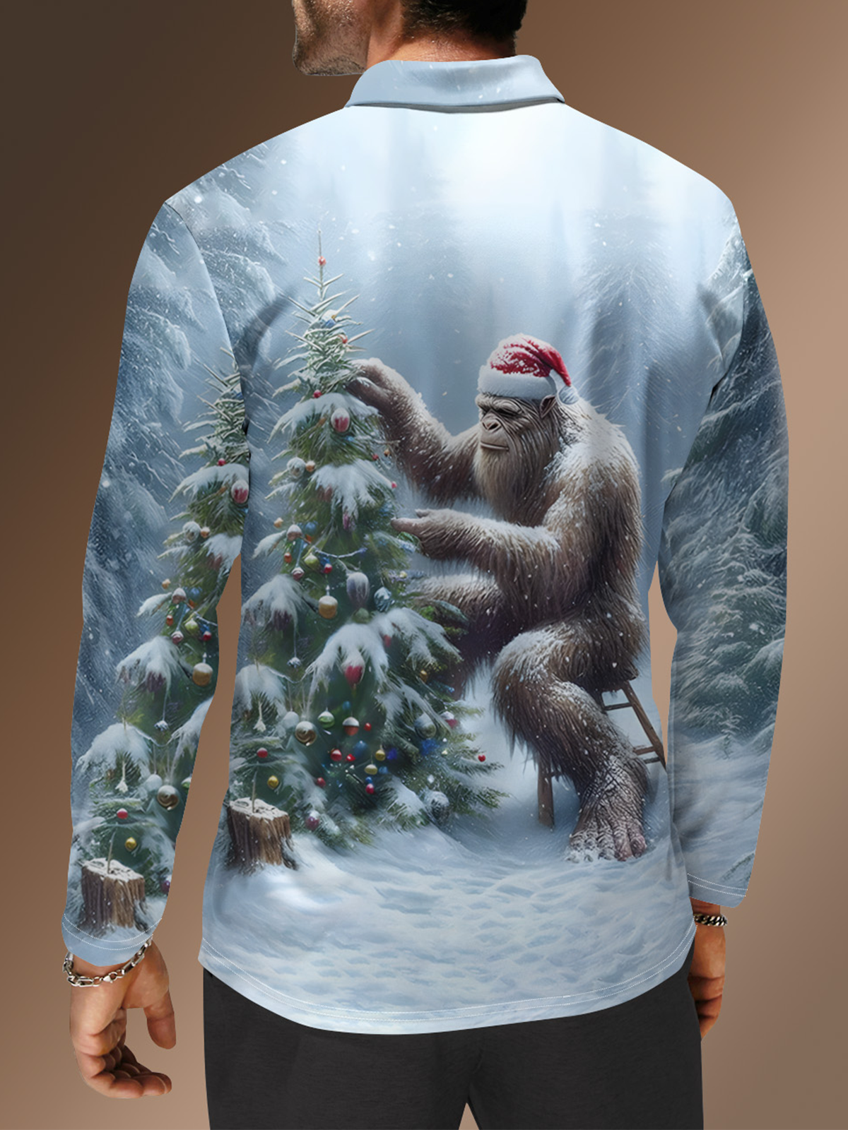 Moisture Wicking Christmas Tree Bigfoot Golf Polo