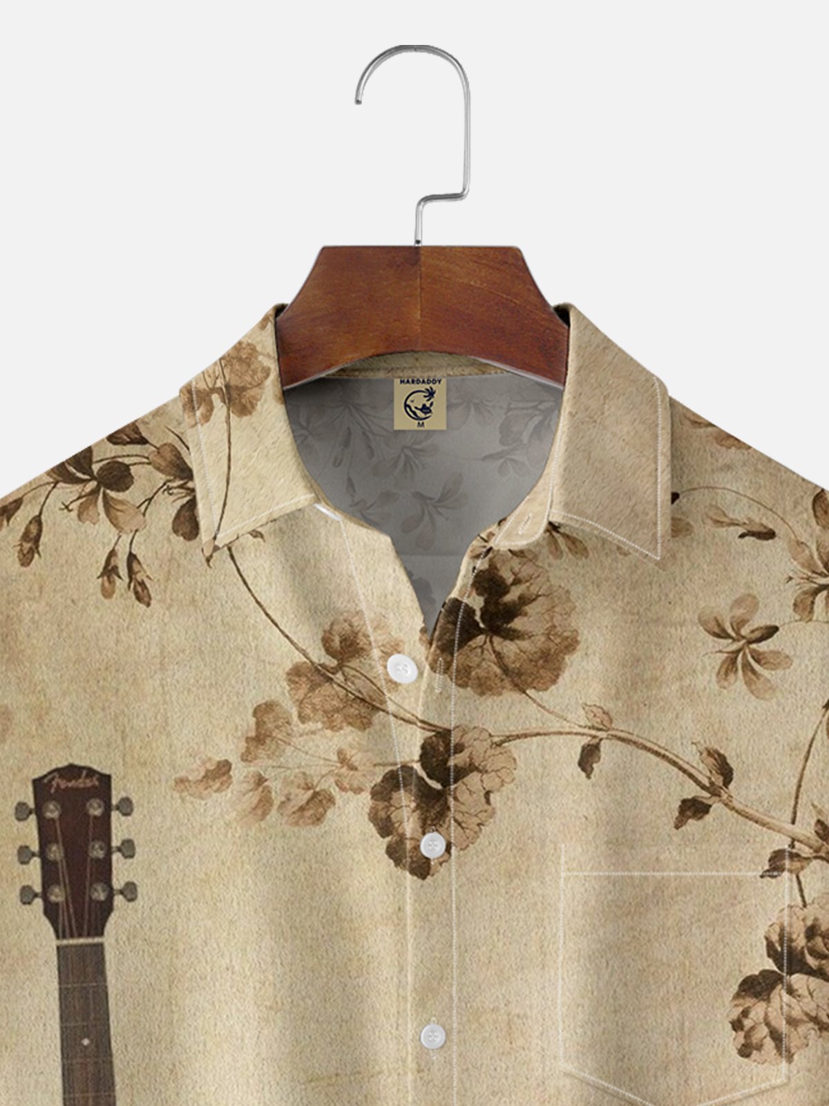 Moisture Wicking Music Guitar Notes Chest Pocket Casual Shirt