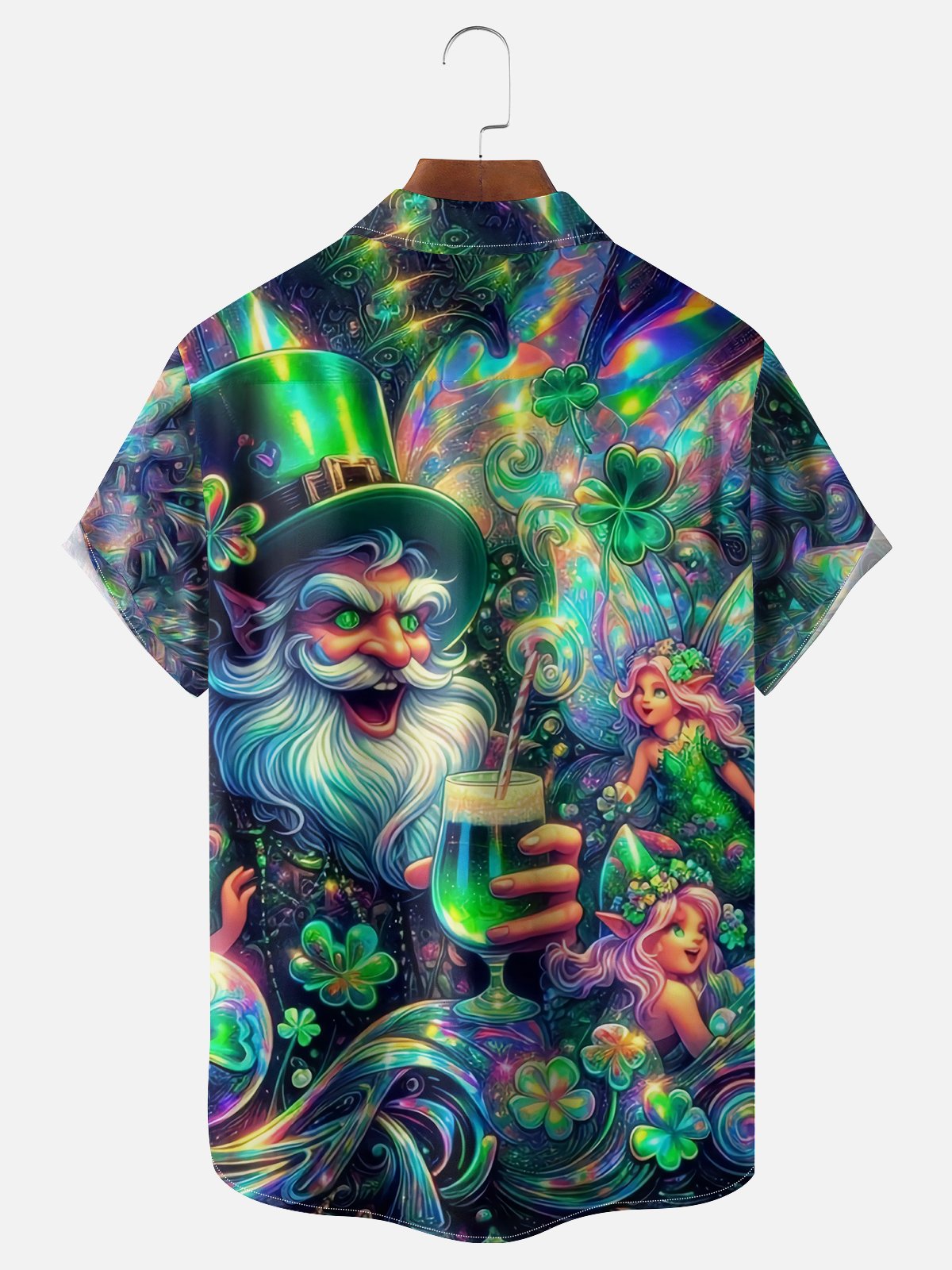 Moisture Wicking St. Patrick's Day Gnome Chest Pocket Casual Shirt