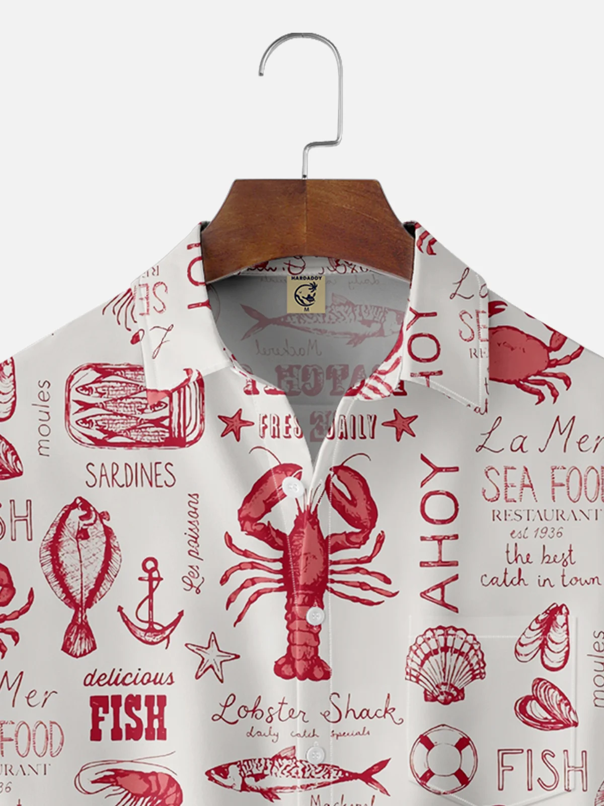 Moisture Wicking Hawaiian Sea Animals Elements Chest Pocket Casual Shirt