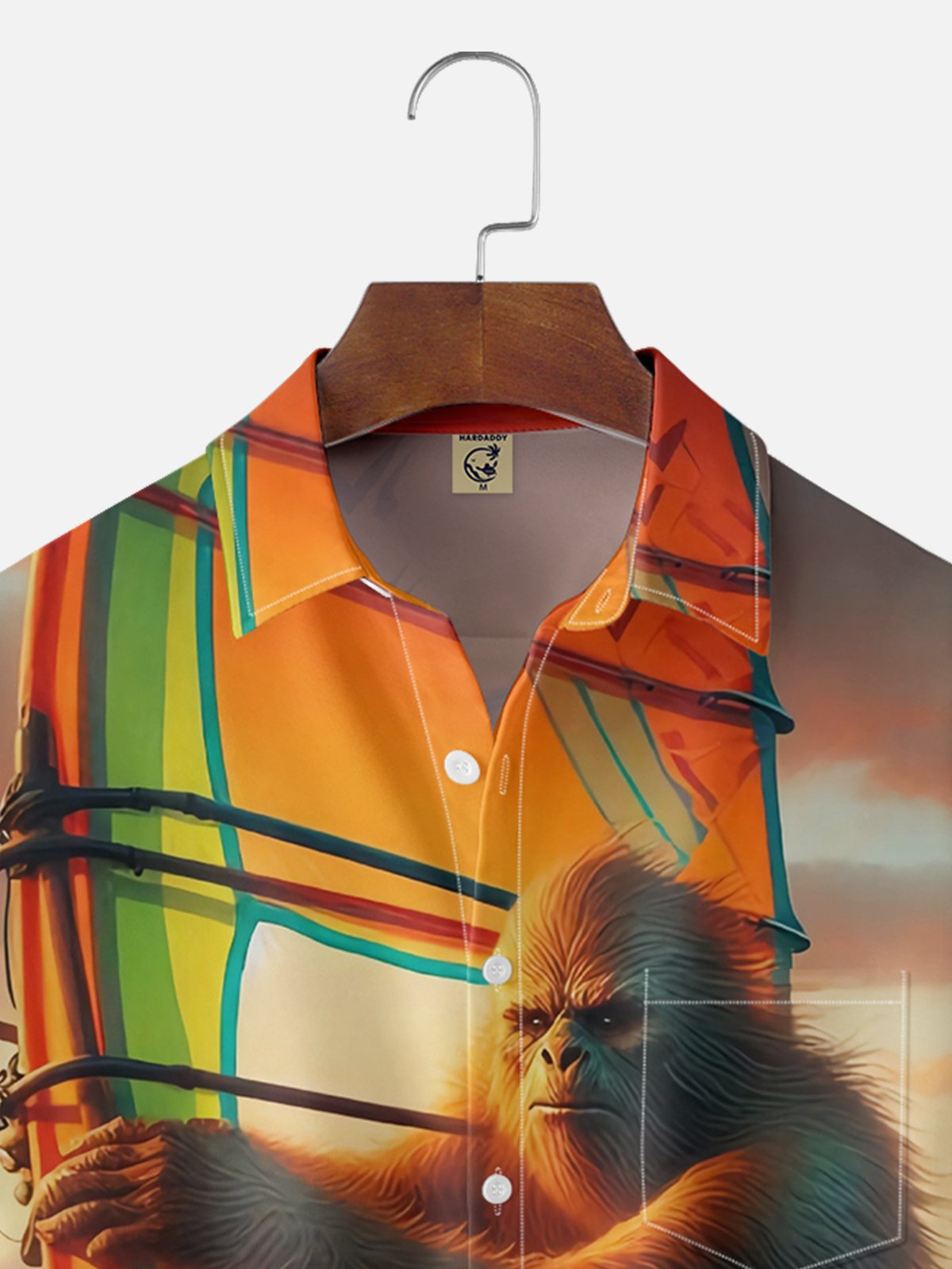 Moisture Wicking Hawaiian Surf Bigfoot Chest Pocket Casual Shirts