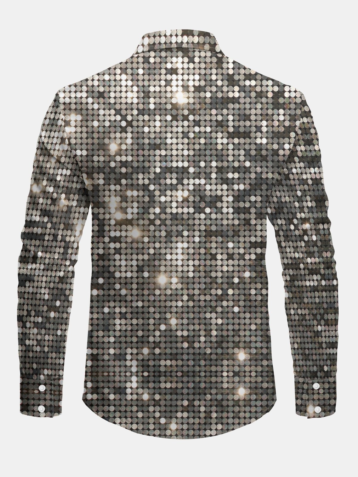 Funky New Year Sequin Print Long Sleeve Dress Shirt