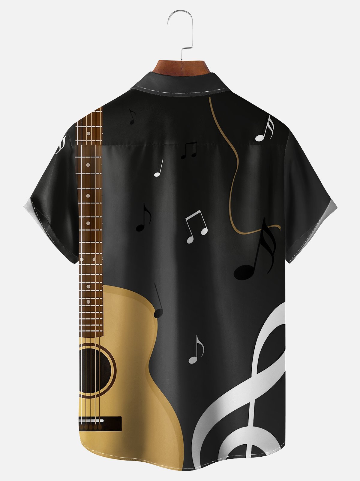 Moisture Wicking Music Guitar Notes Chest Pocket Casual Shirt