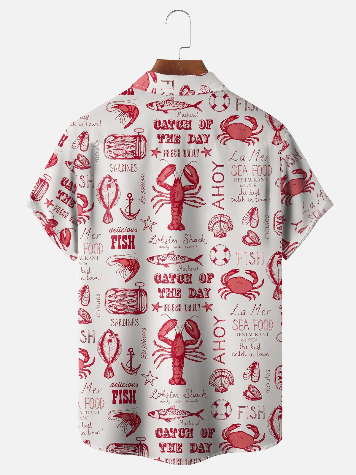 Moisture Wicking Hawaiian Sea Animals Elements Chest Pocket Casual Shirt