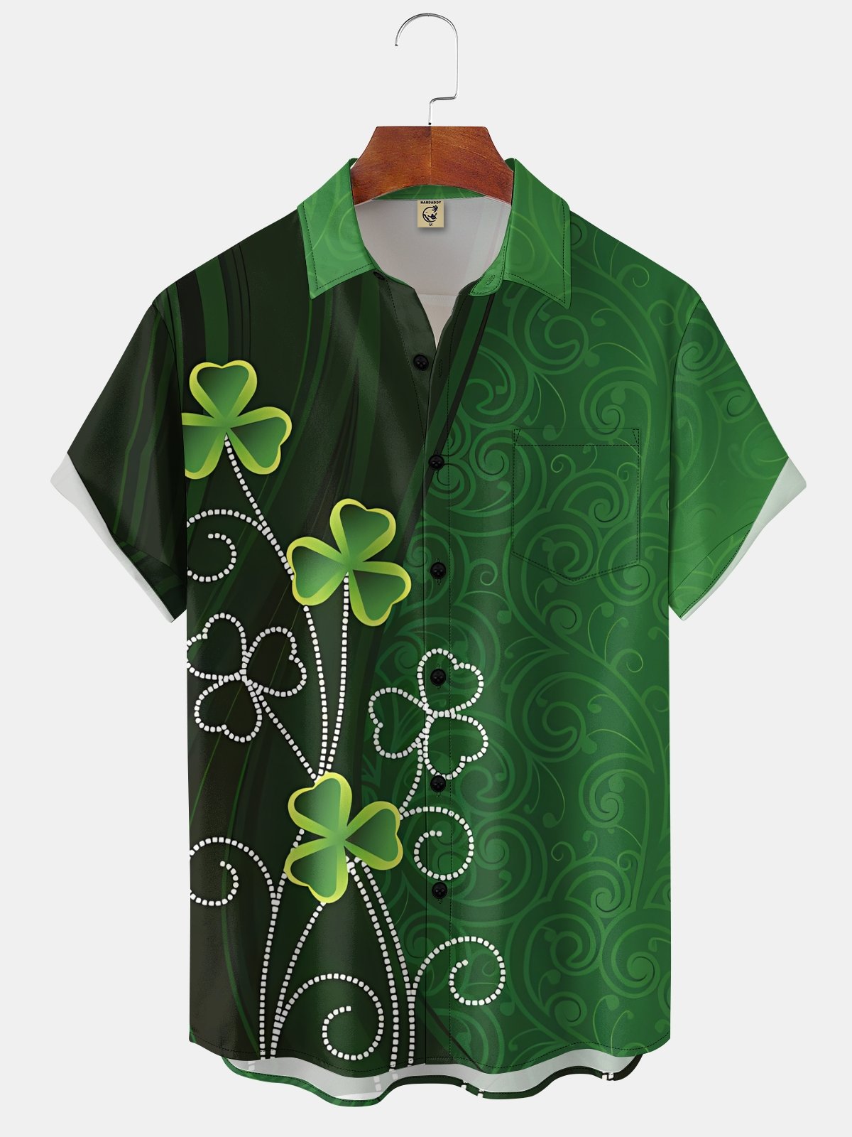 Moisture Wicking St. Patrick's Day Shamrock Chest Pocket Casual Shirts