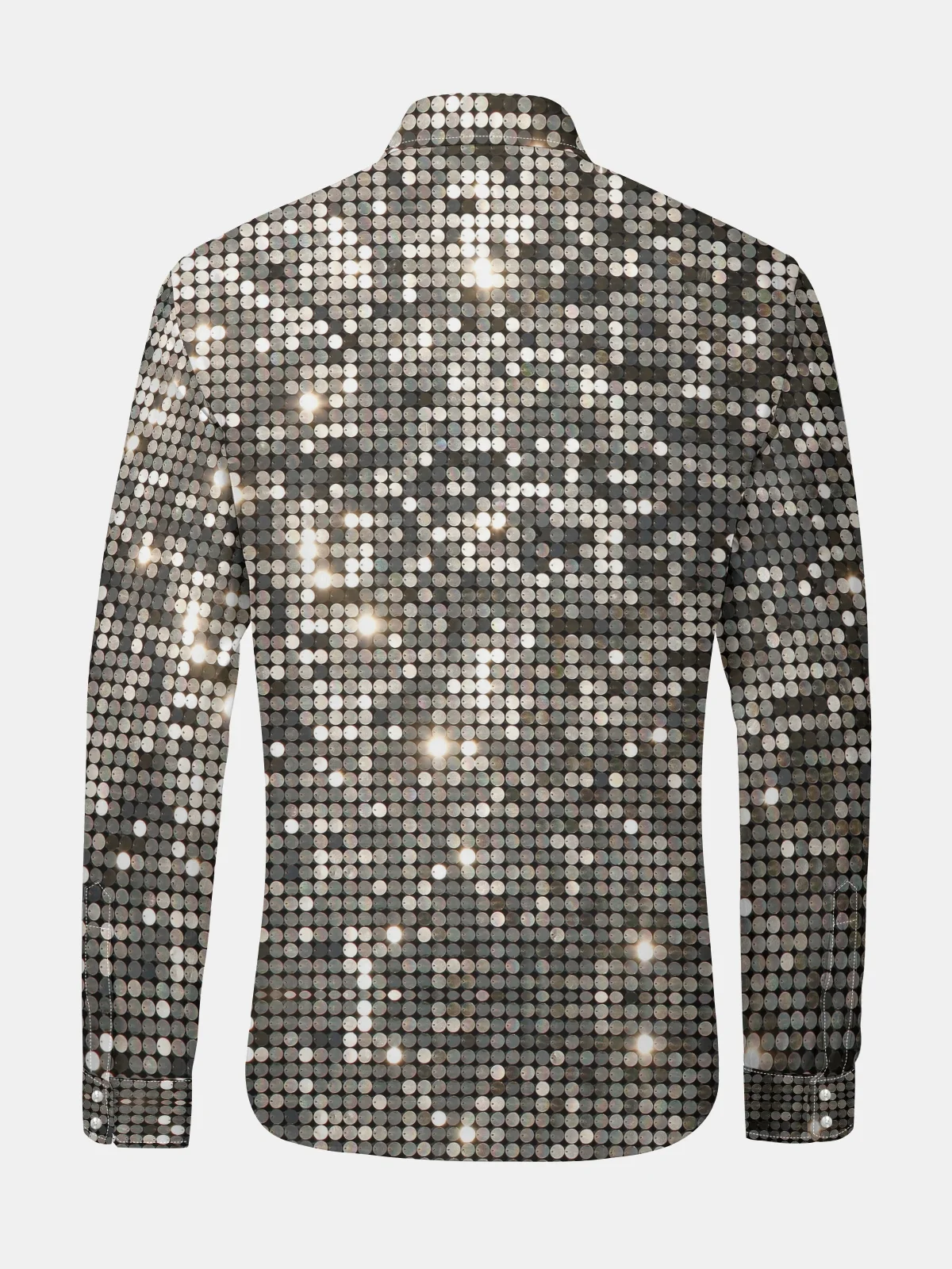 Funky New Year Sequin Print Long Sleeve Dress Shirt