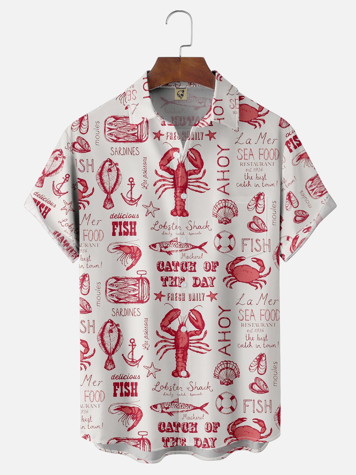 Moisture Wicking Hawaiian Sea Animals Elements Chest Pocket Casual Shirt