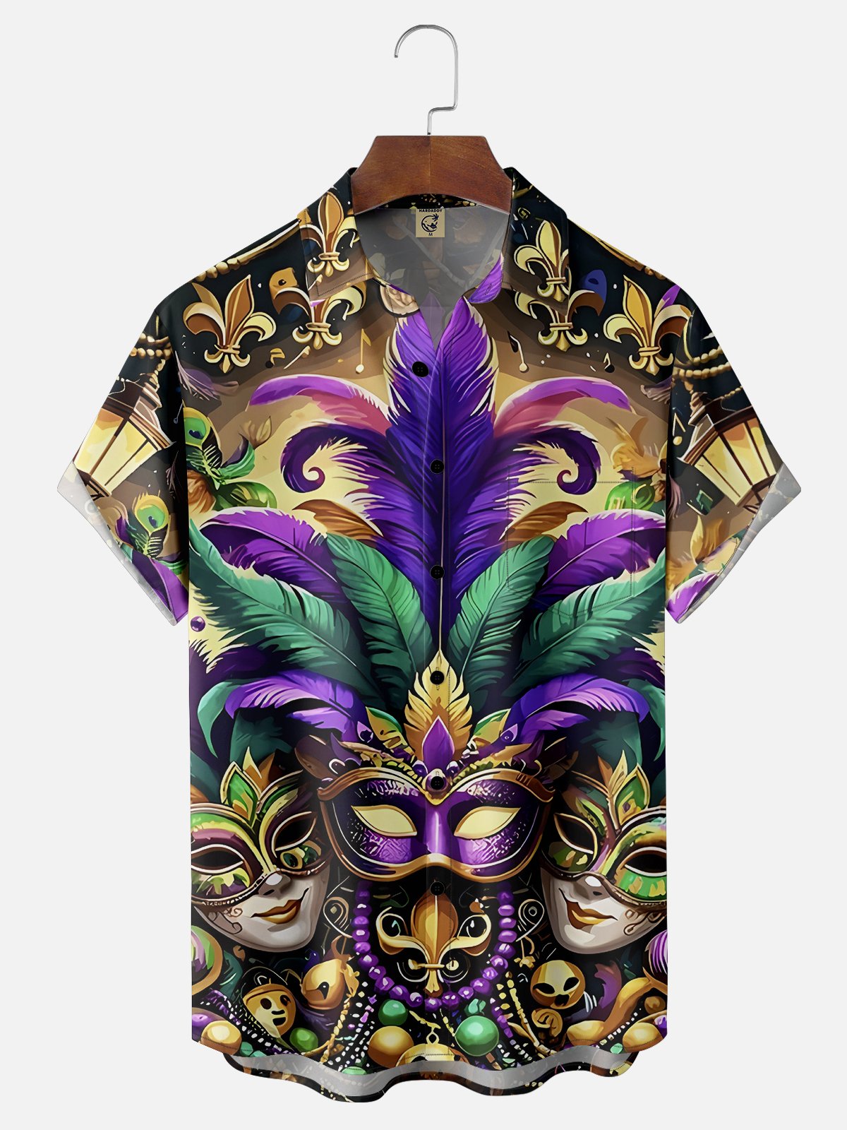 Moisture-wicking Happy Mardi Gras Mask Art Chest Pocket Casual Shirt