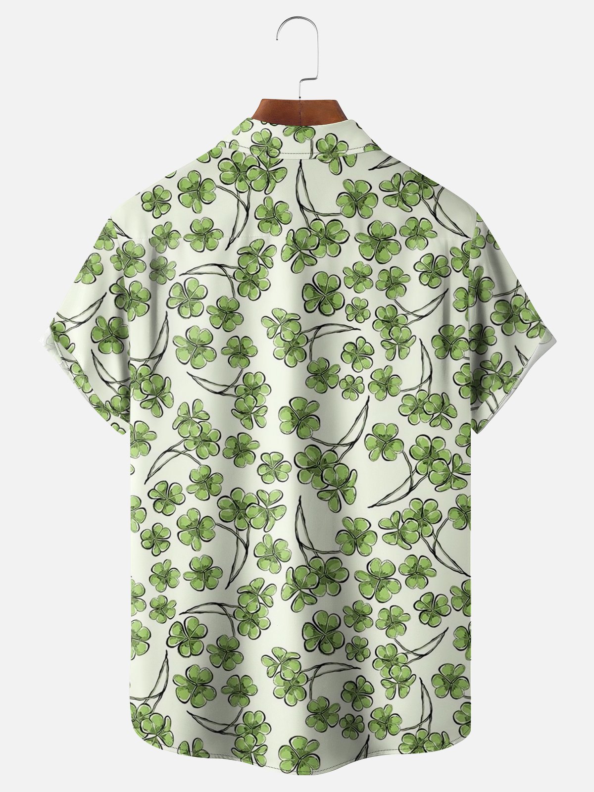 Moisture-wicking St. Patrick's Day Shamrock Irish Flag Chest Pocket Hawaiian Shirt