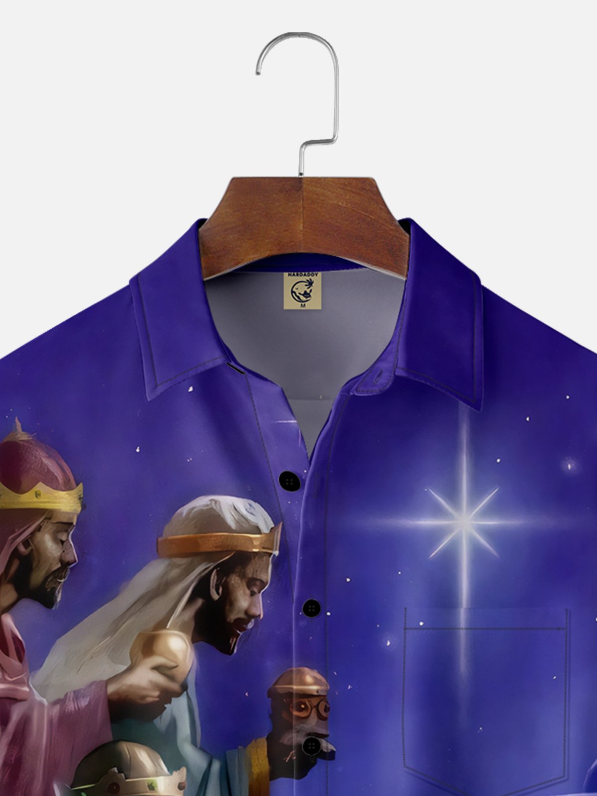 Moisture-wicking Three Kings Day Religious Art Chest Pocket Hawaiian Shirt