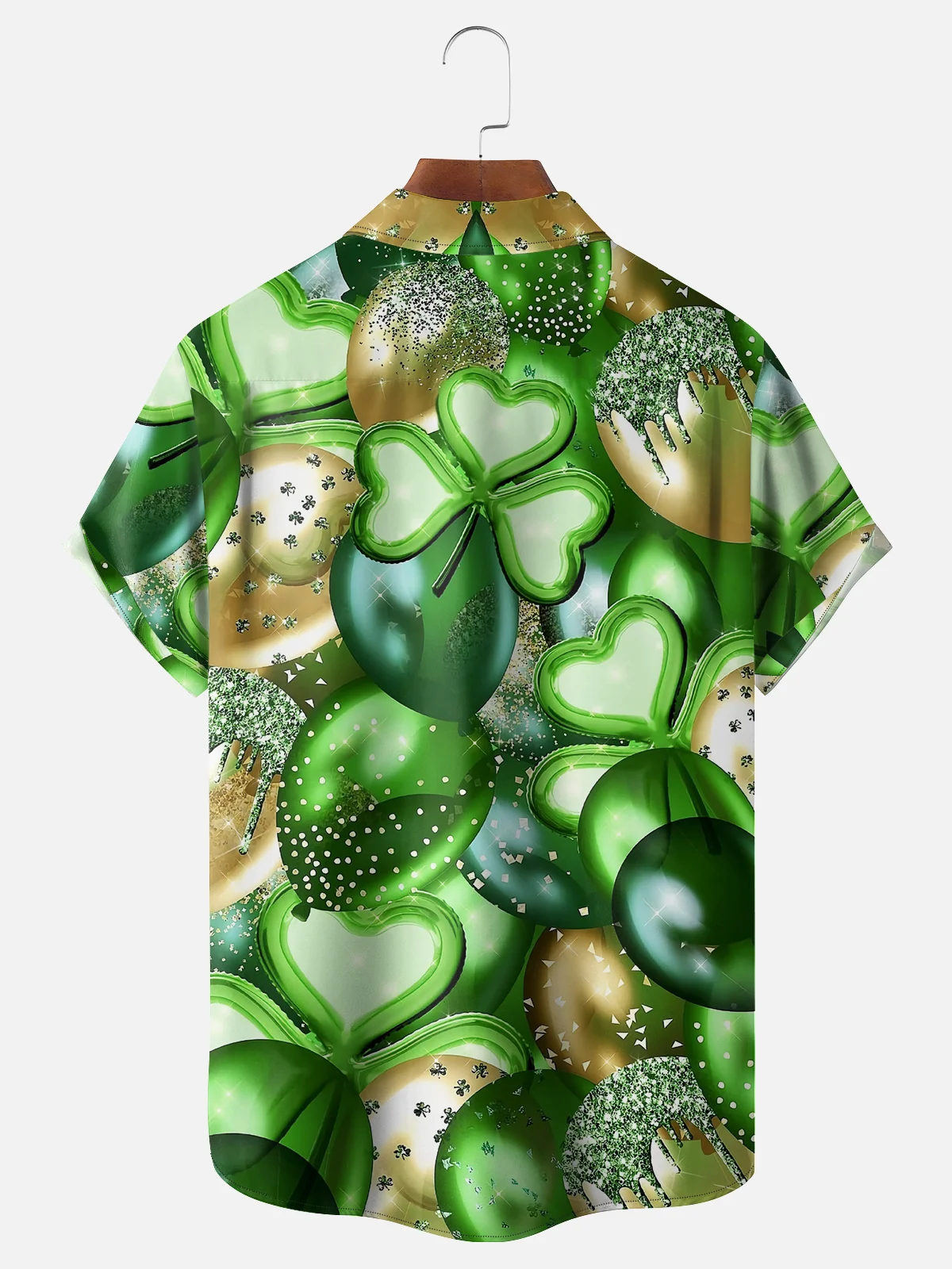 Moisture-wicking St. Patrick's Day Shamrock Balloons Chest Pocket Casual Shirt