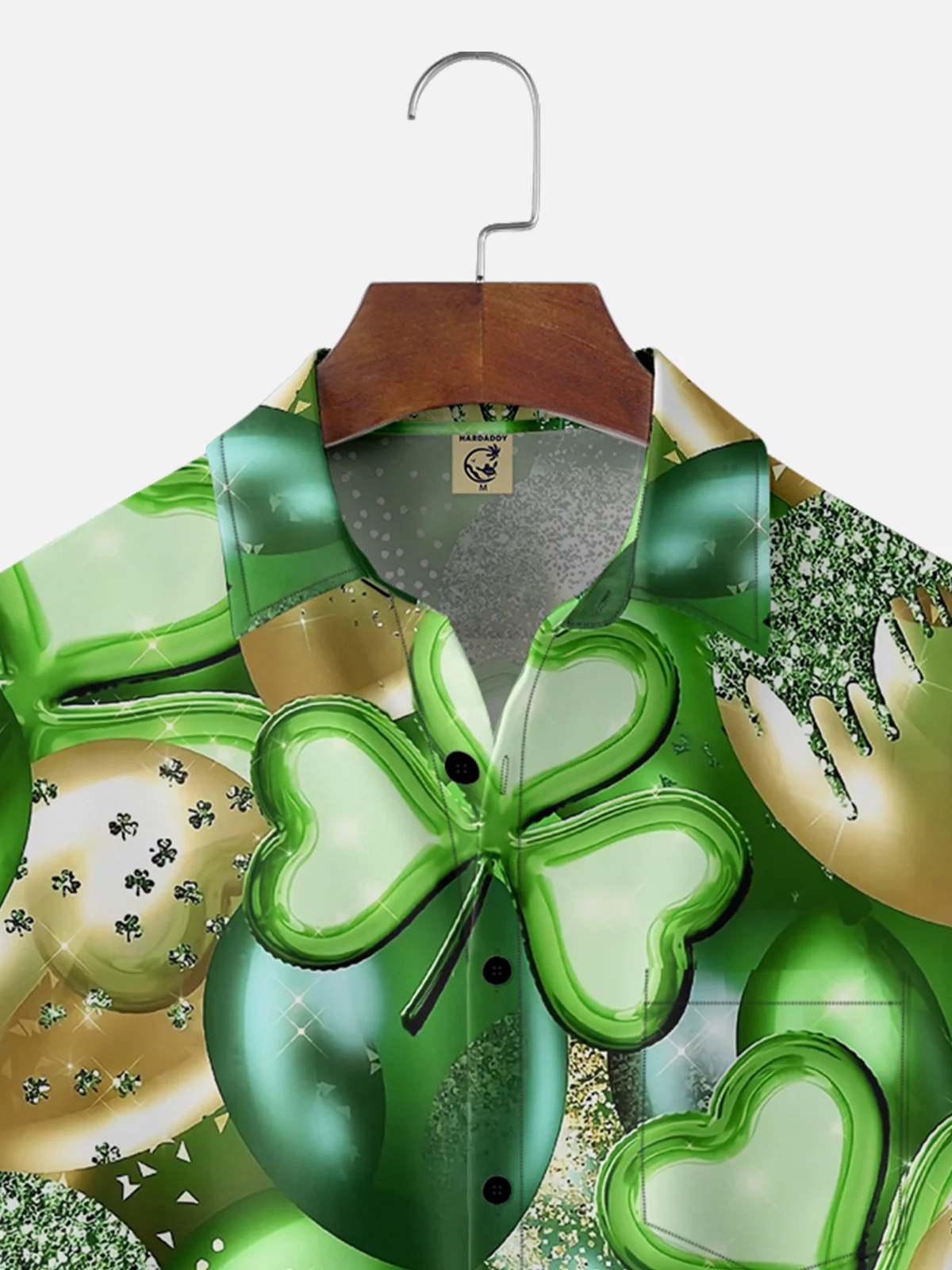 Moisture-wicking St. Patrick's Day Shamrock Balloons Chest Pocket Casual Shirt