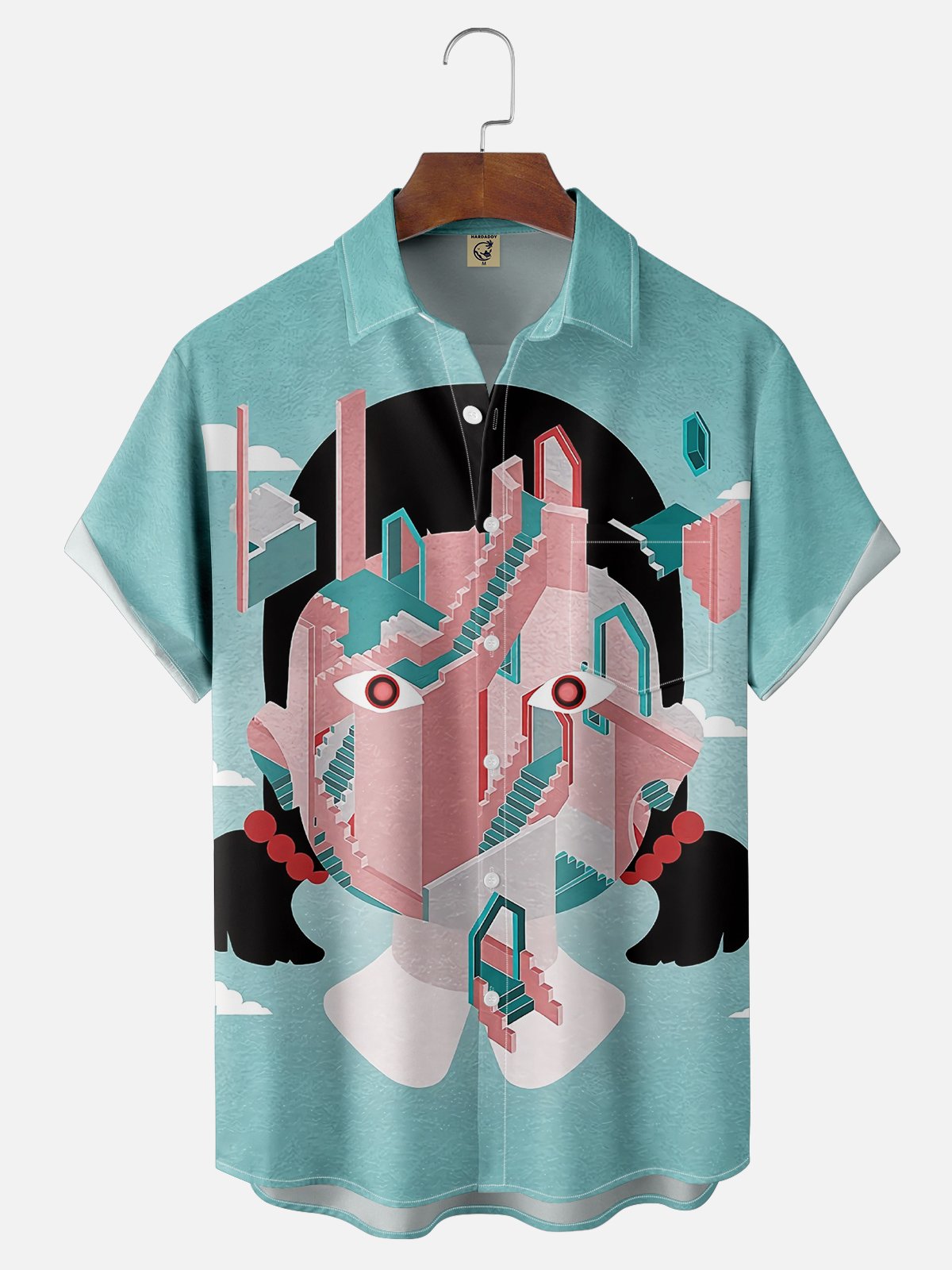 Moisture-wicking Game Art Abstract Face Chest Pocket Hawaiian Shirt