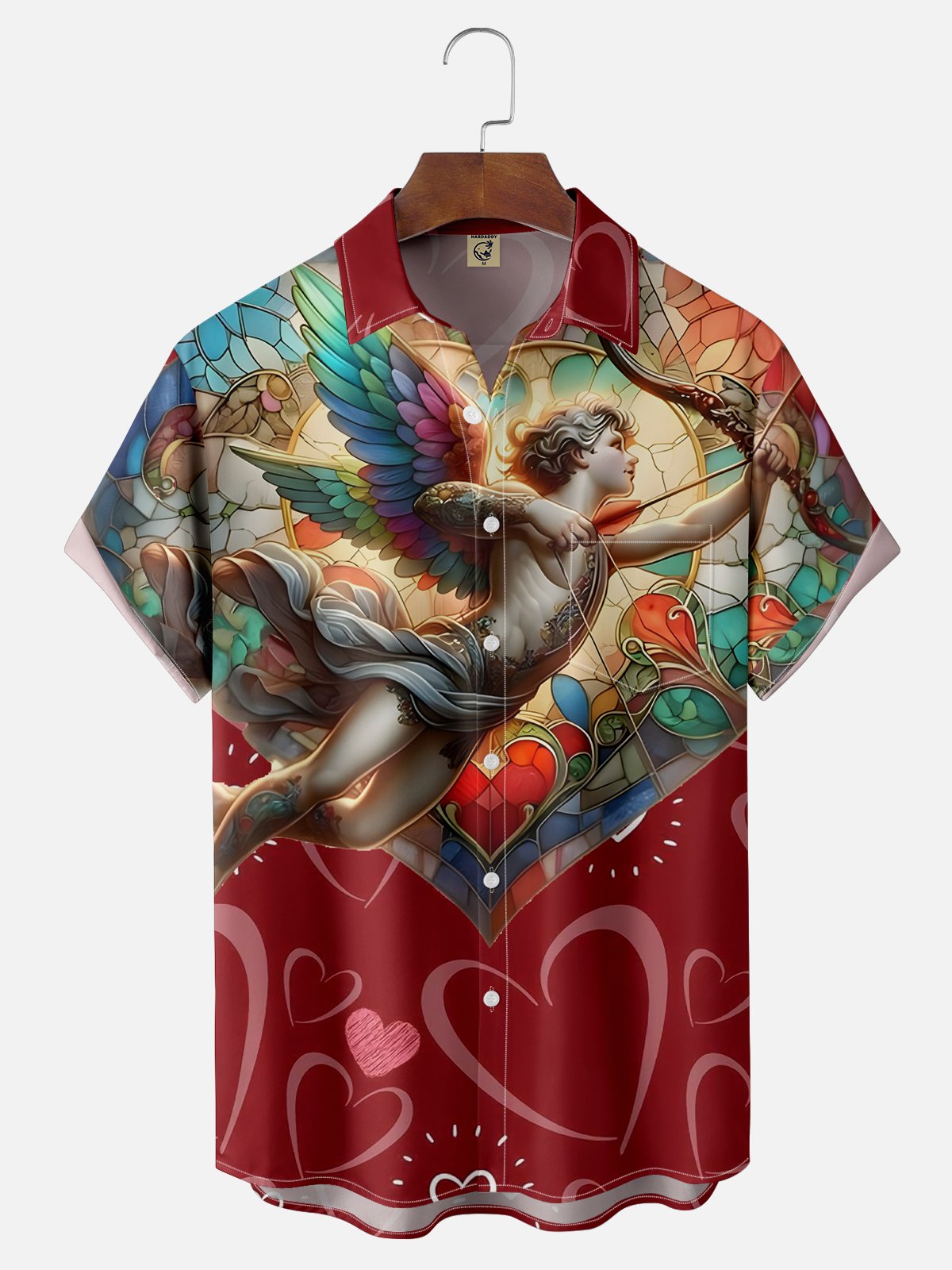 Moisture-wicking Valentine's Day Art Cupid Heart Red Chest Pocket Hawaiian Shirt