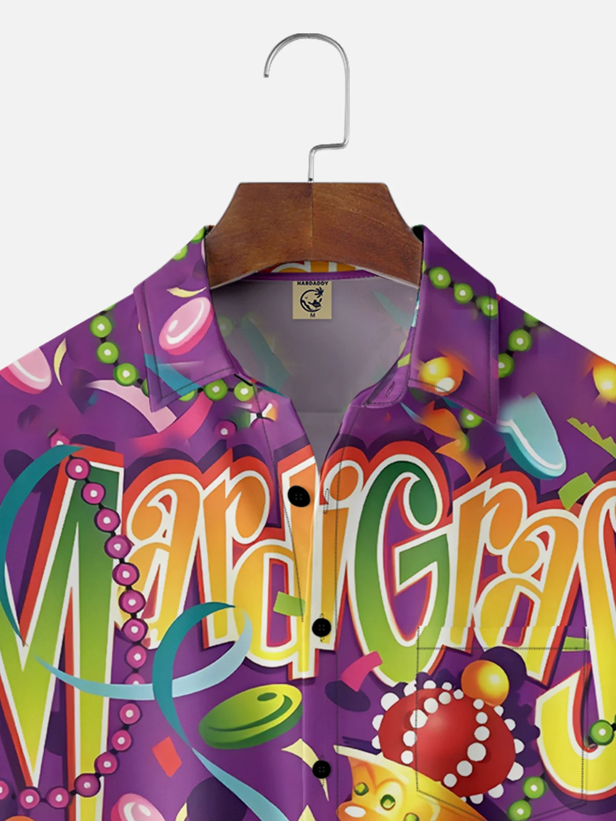 Moisture-wicking Mardi Gras Art Purple Chest Pocket Casual Shirt