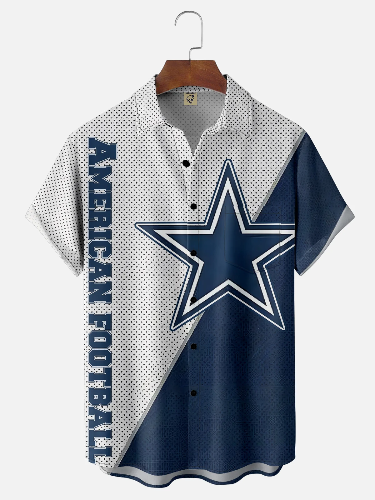 Moisture-wicking Dallas American Football Blue Star Chest Pocket Hawaiian Shirt