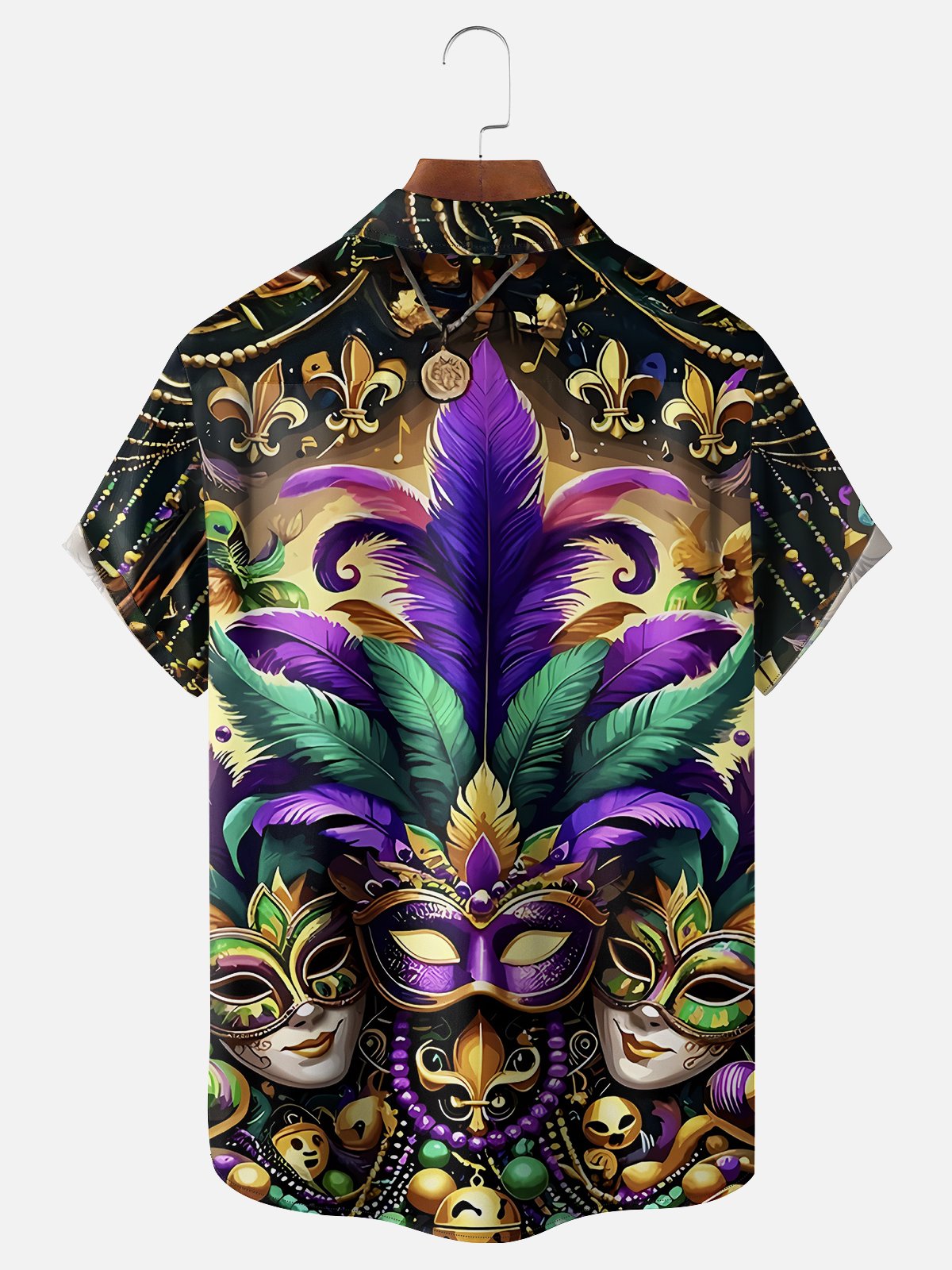 Moisture-wicking Happy Mardi Gras Mask Art Chest Pocket Casual Shirt