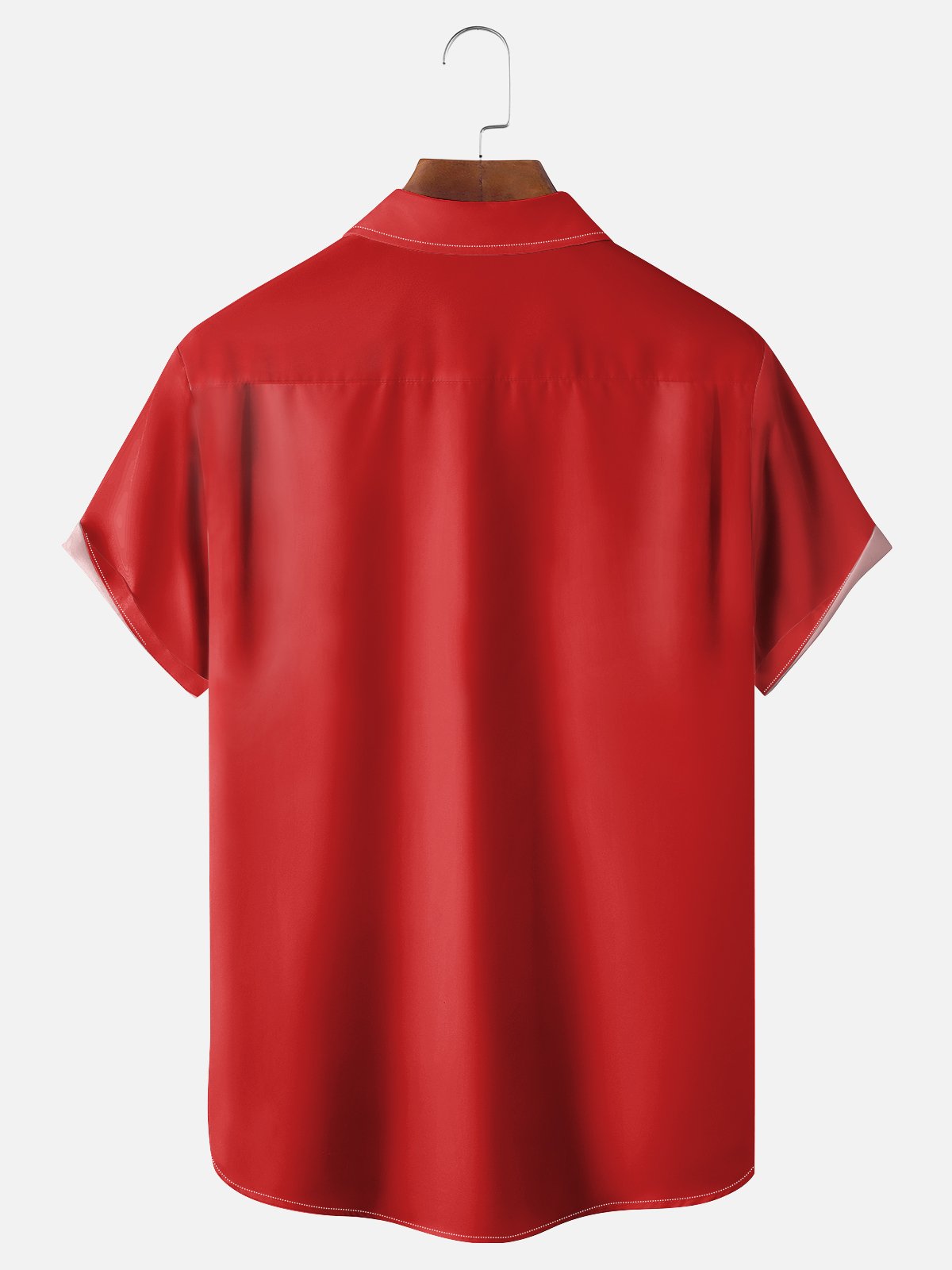 Moisture-wicking Lunar New Year Artistic Font Firecracker Red Chest Pocket Bowling Shirt