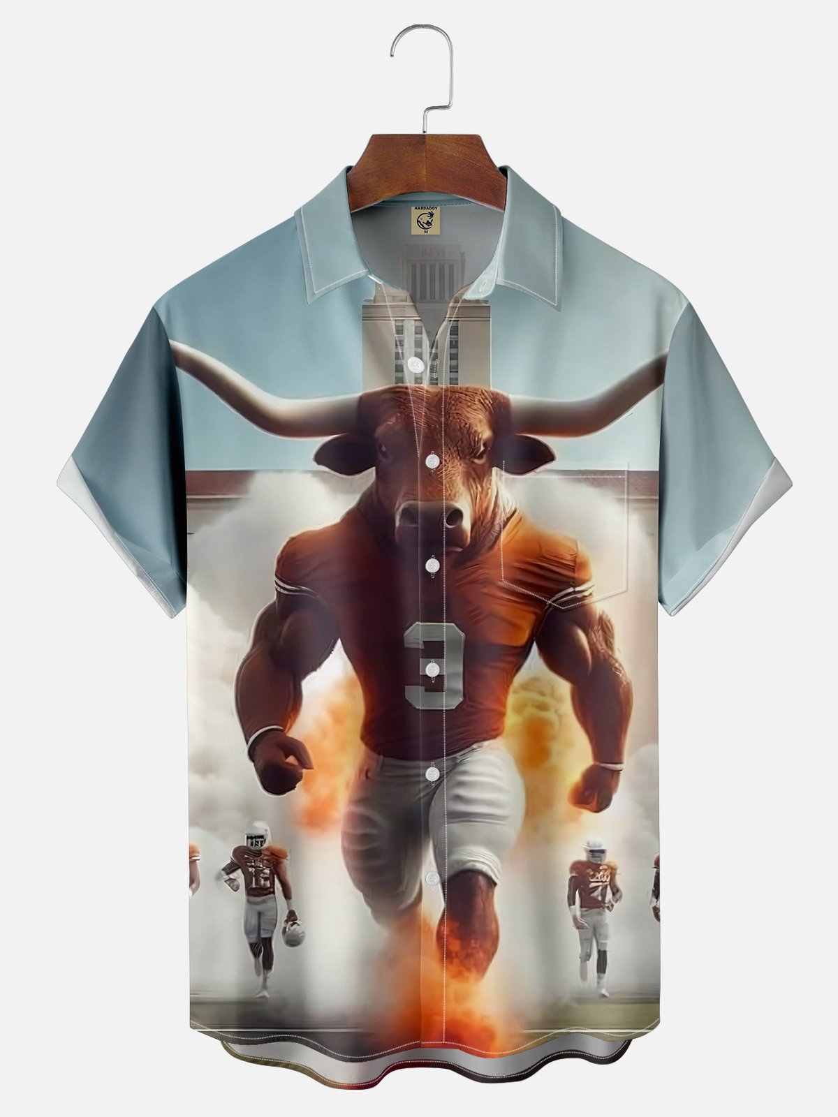 Moisture-wicking Texas American Football Bull Chest Pocket Hawaiian Shirt