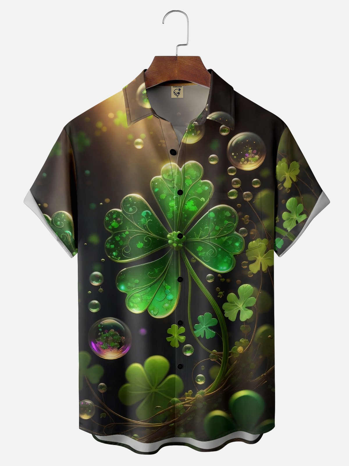 Moisture-wicking St. Patrick's Day Four Leaf Clover Chest Pocket Casual Shirt