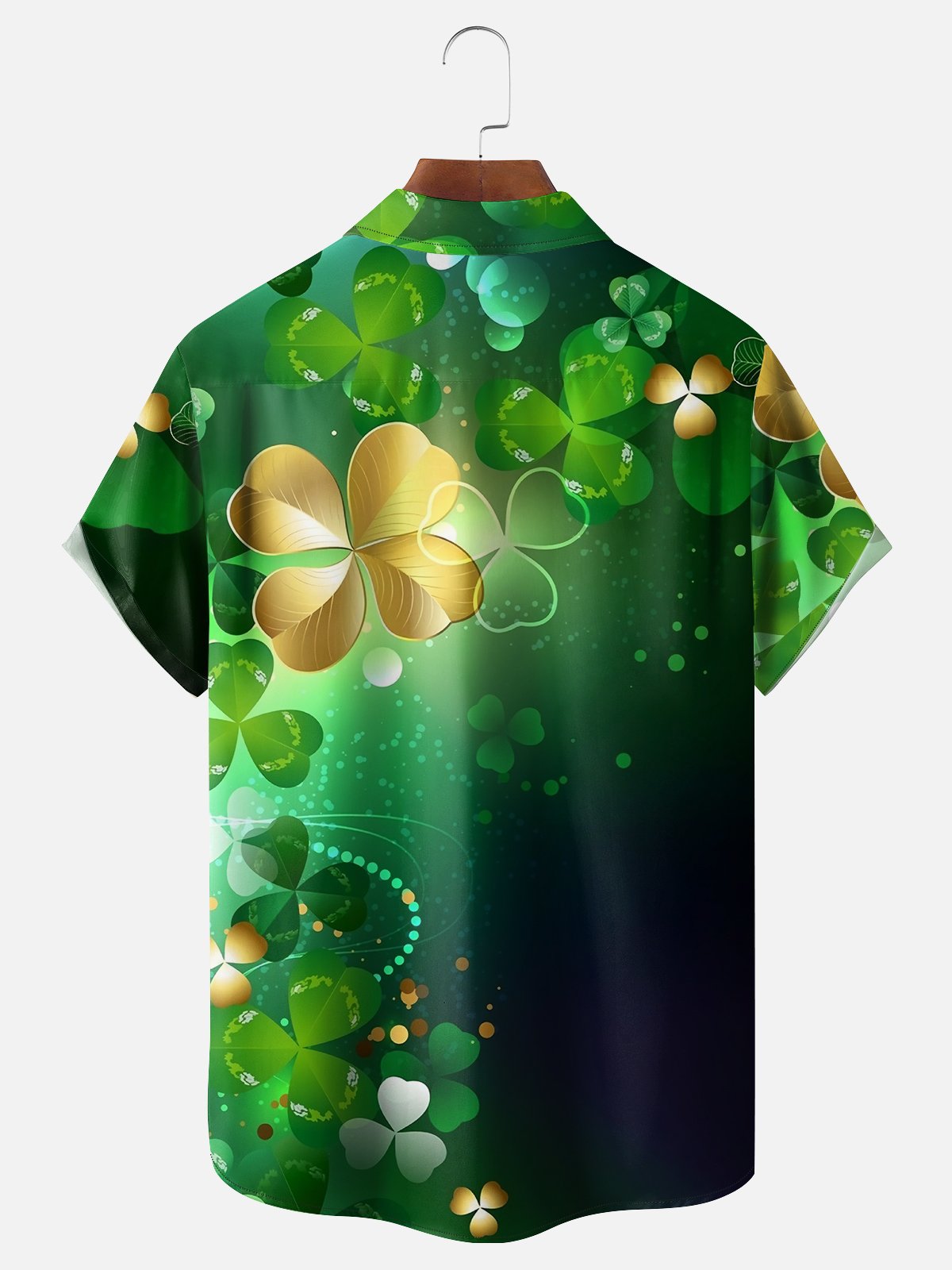 Moisture-wicking St. Patrick's Day Four Leaf Gnome Chest Pocket Hawaiian Shirt