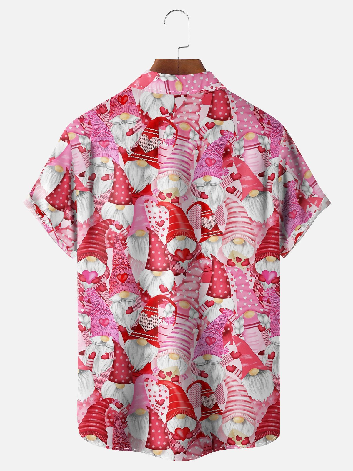 Moisture-wicking Valentine's Day Heart Gnome Chest Pocket Casual Shirt