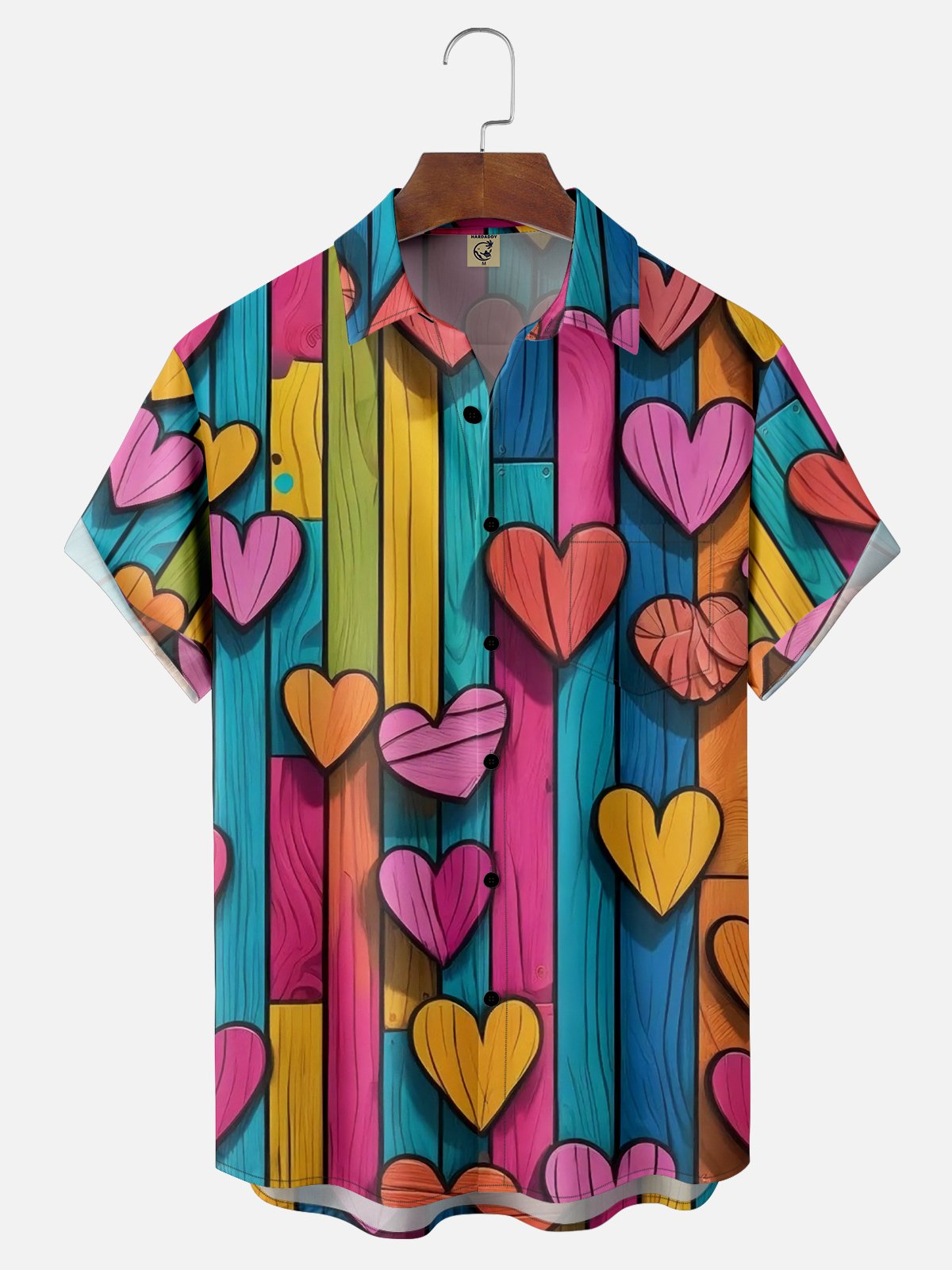 Moisture-wicking Valentine's Day Art Heart Red Chest Pocket Hawaiian Shirt