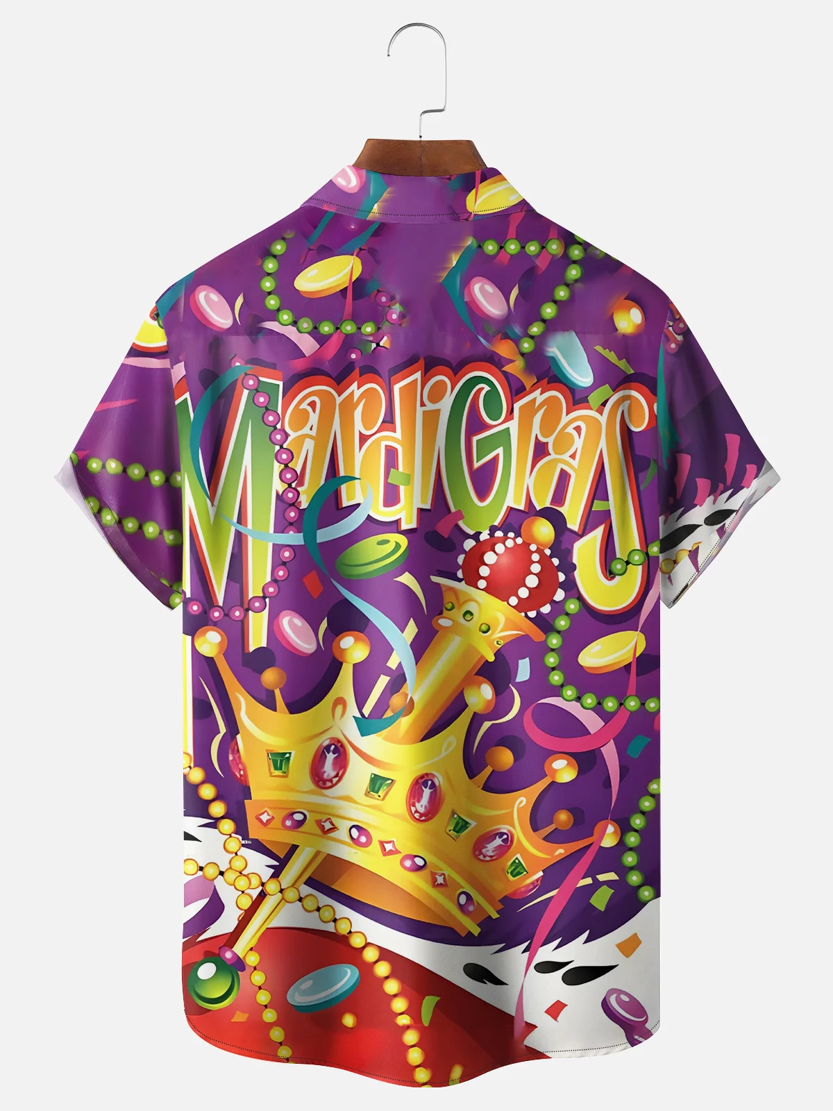 Moisture-wicking Mardi Gras Art Purple Chest Pocket Casual Shirt