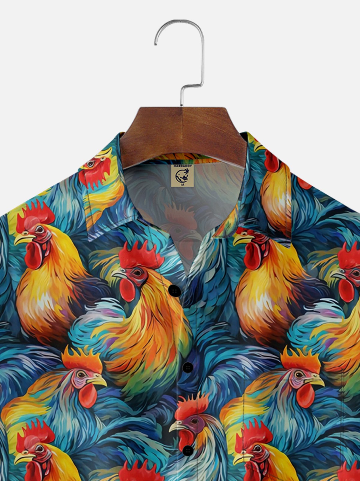 Moisture-wicking Animal Rooster Chest Pocket Hawaiian Shirt