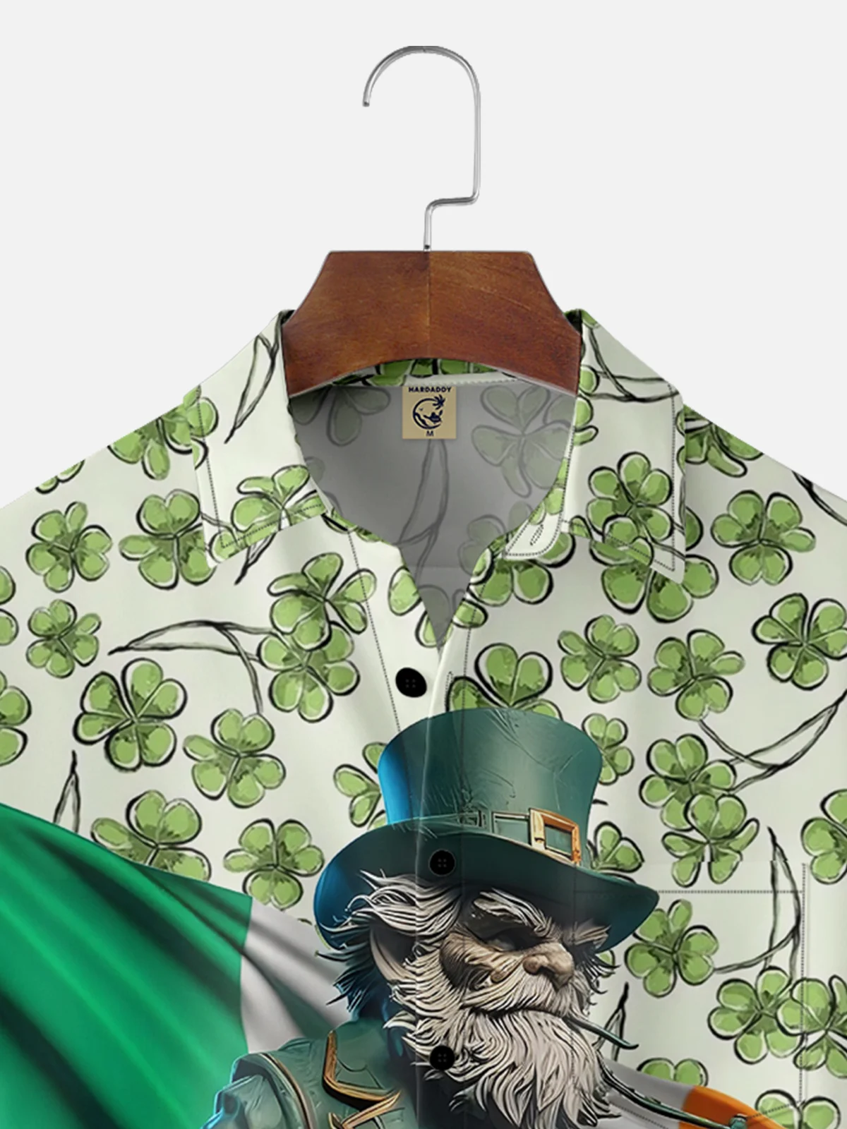 Moisture-wicking St. Patrick's Day Shamrock Irish Flag Chest Pocket Hawaiian Shirt