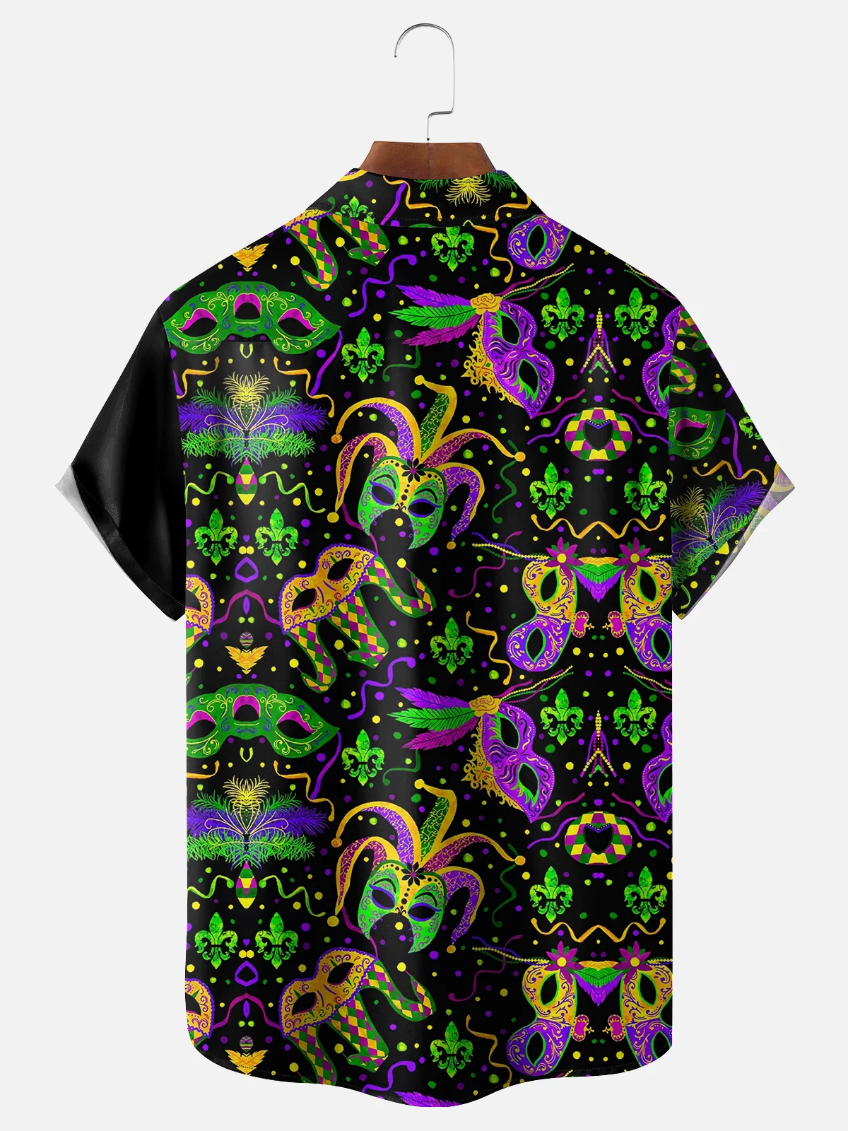 Moisture-wicking Mardi Gras Flamingo Mask Chest Pocket Casual Shirt