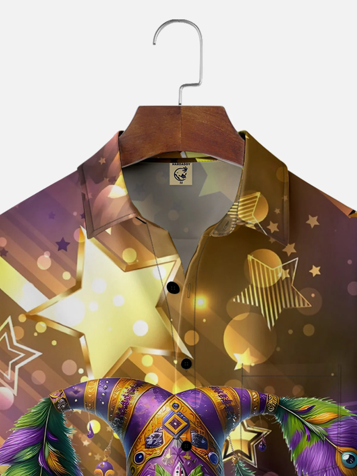 Moisture-wicking Happy Mardi Gras Gnome Colorful Art Chest Pocket Casual Shirt