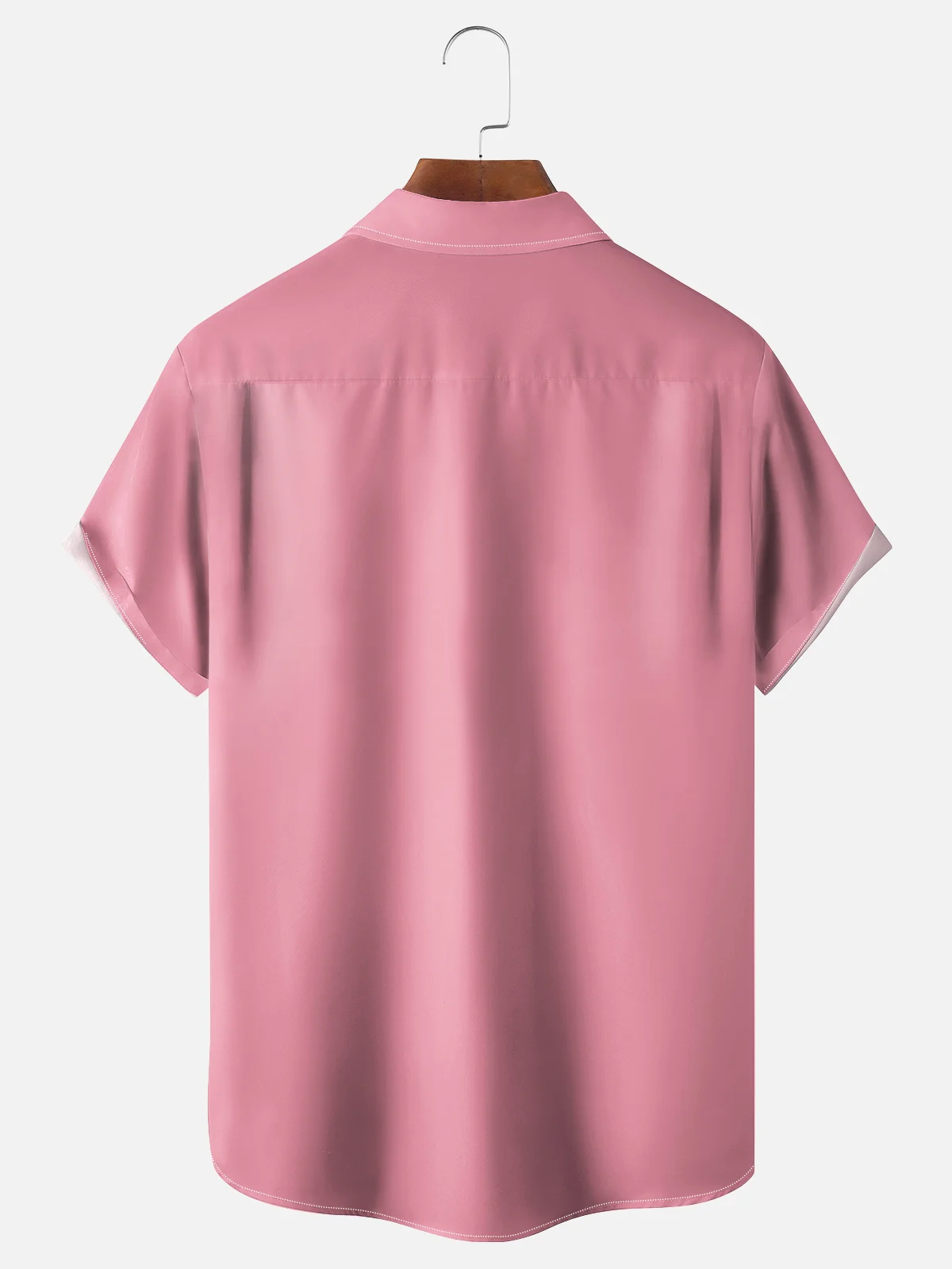 Moisture-wicking Flamingo Vacation Pink Chest Pocket Bowling Shirt