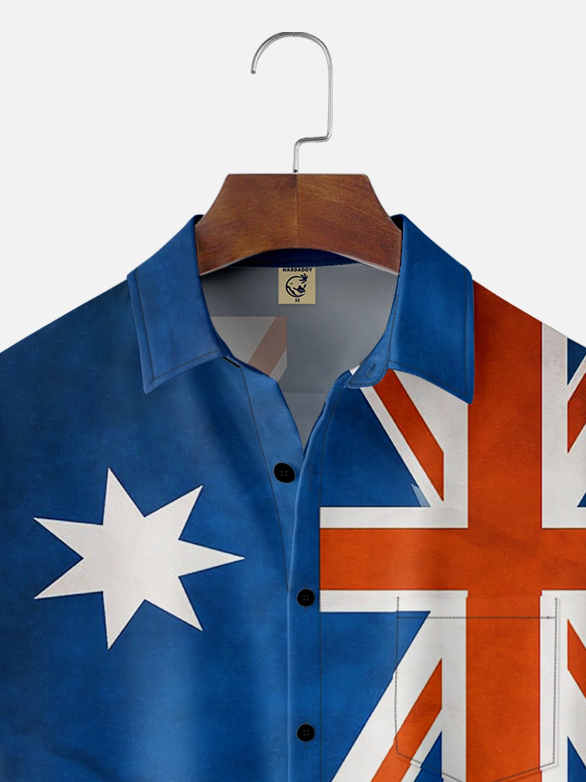 Moisture-wicking Australia Day Flag Art Blue Chest Pocket Hawaiian Shirt