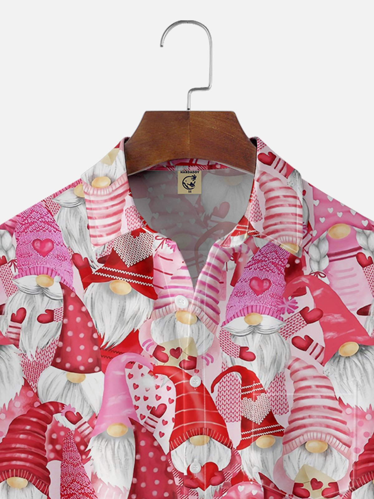 Moisture-wicking Valentine's Day Heart Gnome Chest Pocket Casual Shirt