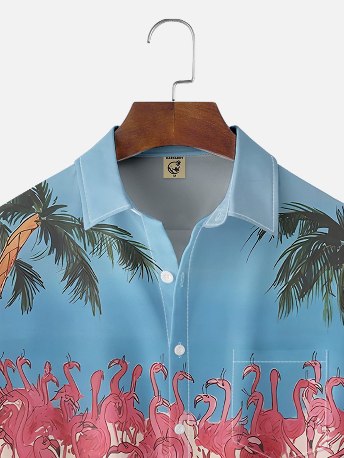 Moisture-wicking Flamingo Beach Resort Chest Pocket Hawaiian Shirt